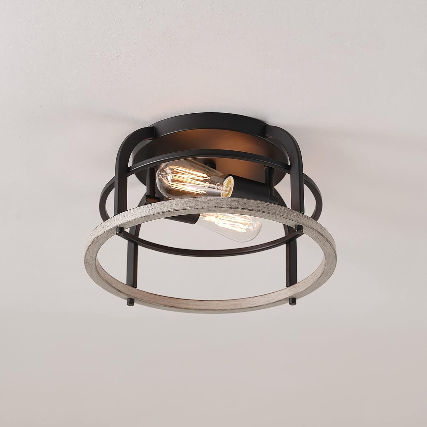 image:imageGlobe Electric 66000072 4Light Adjustable Socket SemiFlush Mount Ceiling Light Matte Black Matte Brass Accents Ceiling Light Fixture Home Improvement E26 Base Pivot Joint Exposed SocketScout