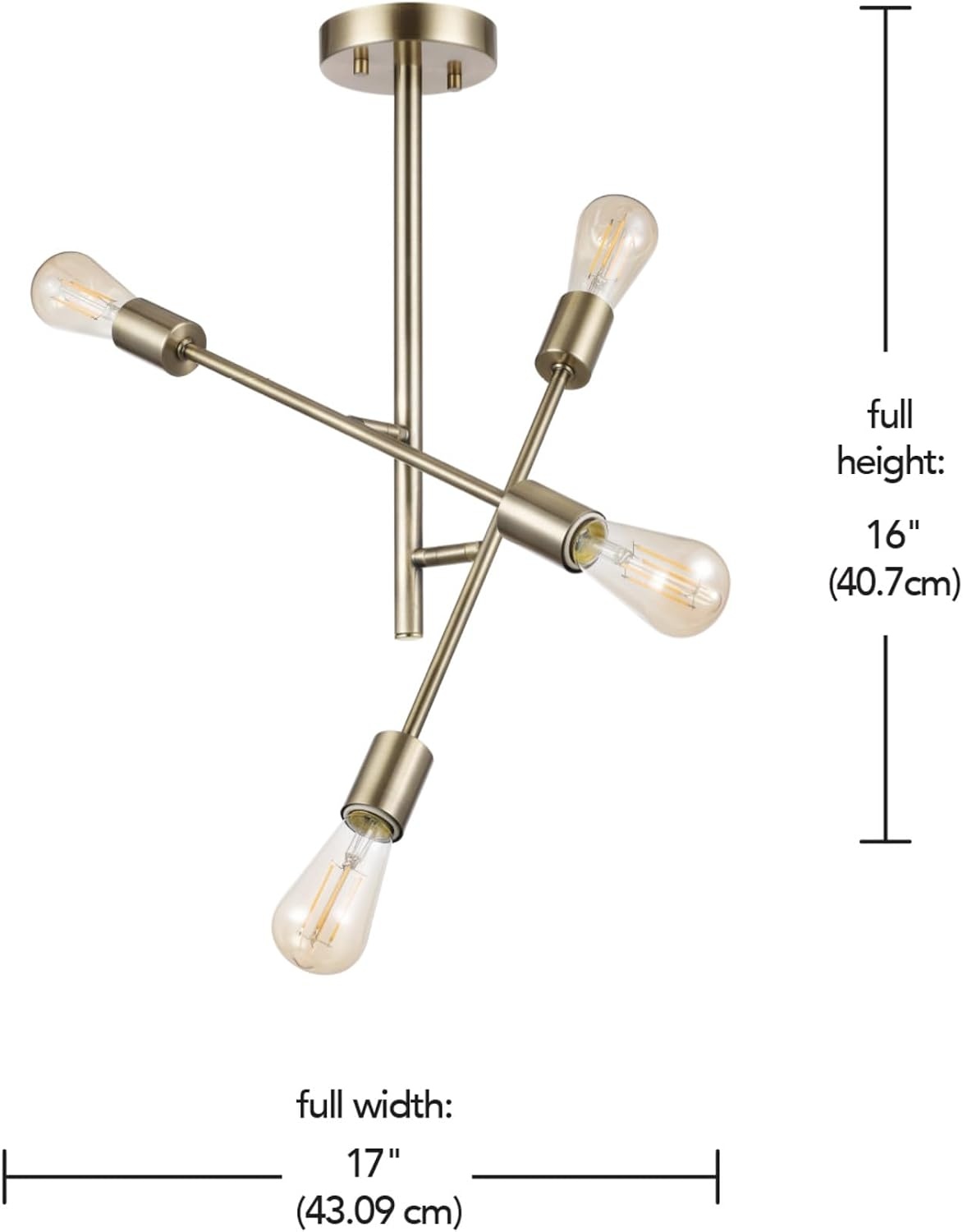image:imageGlobe Electric 66000072 4Light Adjustable Socket SemiFlush Mount Ceiling Light Matte Black Matte Brass Accents Ceiling Light Fixture Home Improvement E26 Base Pivot Joint Exposed SocketShilah
