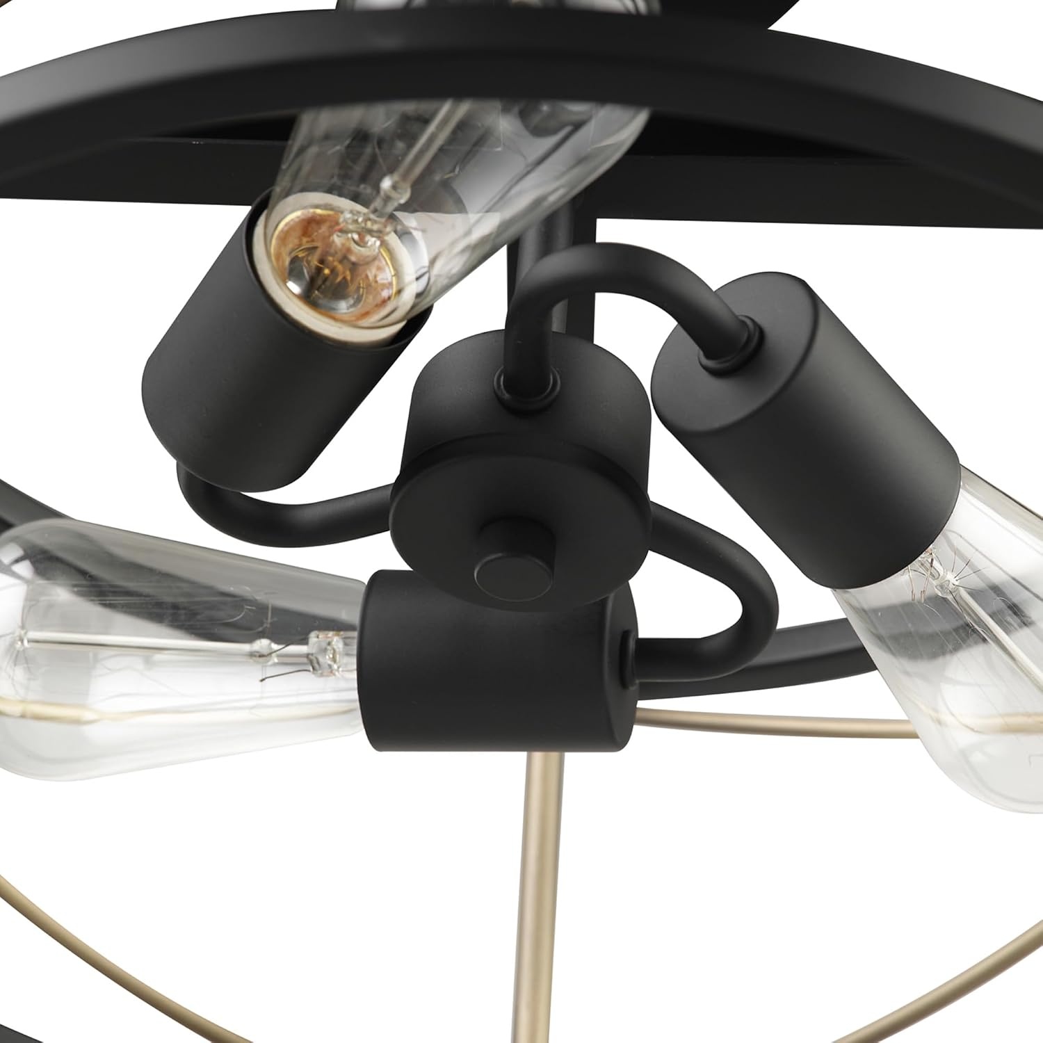image:imageGlobe Electric 66000072 4Light Adjustable Socket SemiFlush Mount Ceiling Light Matte Black Matte Brass Accents Ceiling Light Fixture Home Improvement E26 Base Pivot Joint Exposed SocketClementine