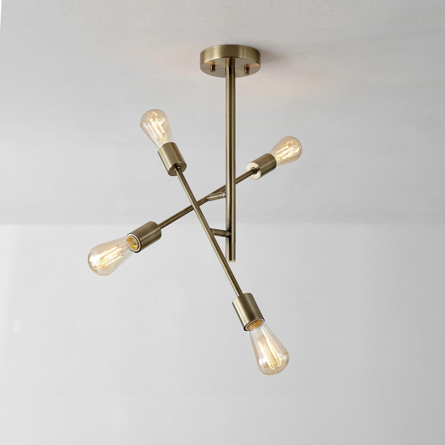 image:imageGlobe Electric 66000072 4Light Adjustable Socket SemiFlush Mount Ceiling Light Matte Black Matte Brass Accents Ceiling Light Fixture Home Improvement E26 Base Pivot Joint Exposed SocketShilah