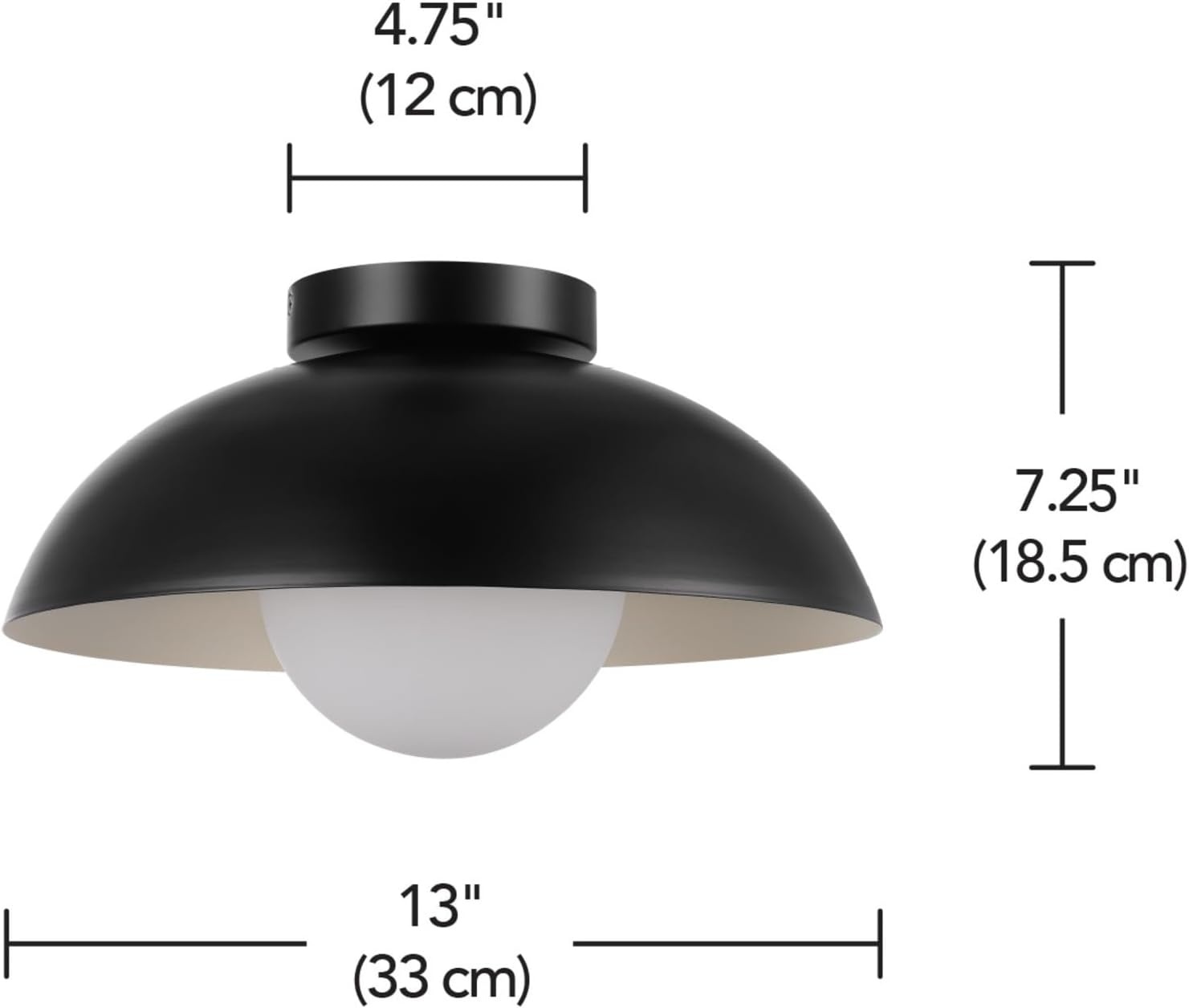 image:imageGlobe Electric 66000076 1Light Flush Mount Ceiling Light Matte Black and White Opal Glass Dual Shade Modern Lighting for Kitchen Island or Dining Room Wall and Dimmer Switch CompatibleBlack Bronze Trim
