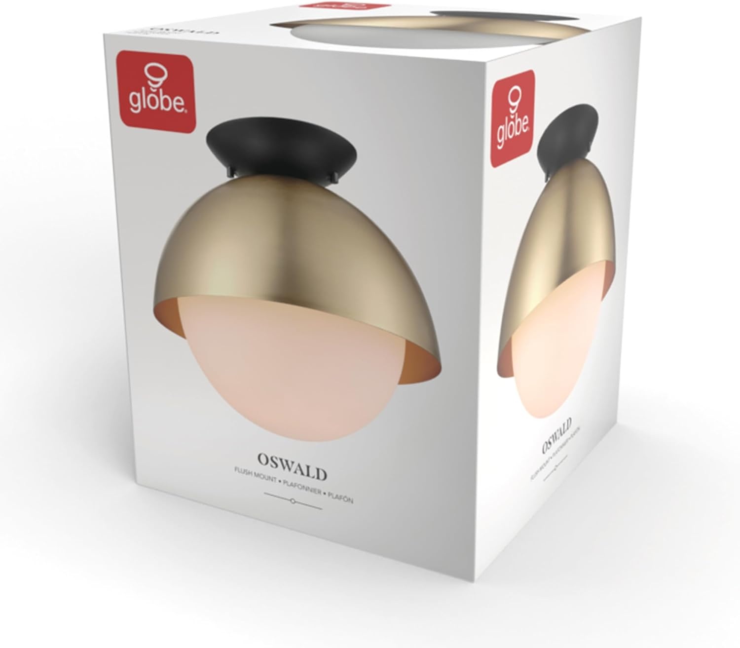 image:imageGlobe Electric 66000076 1Light Flush Mount Ceiling Light Matte Black and White Opal Glass Dual Shade Modern Lighting for Kitchen Island or Dining Room Wall and Dimmer Switch CompatibleMatte Brass Black