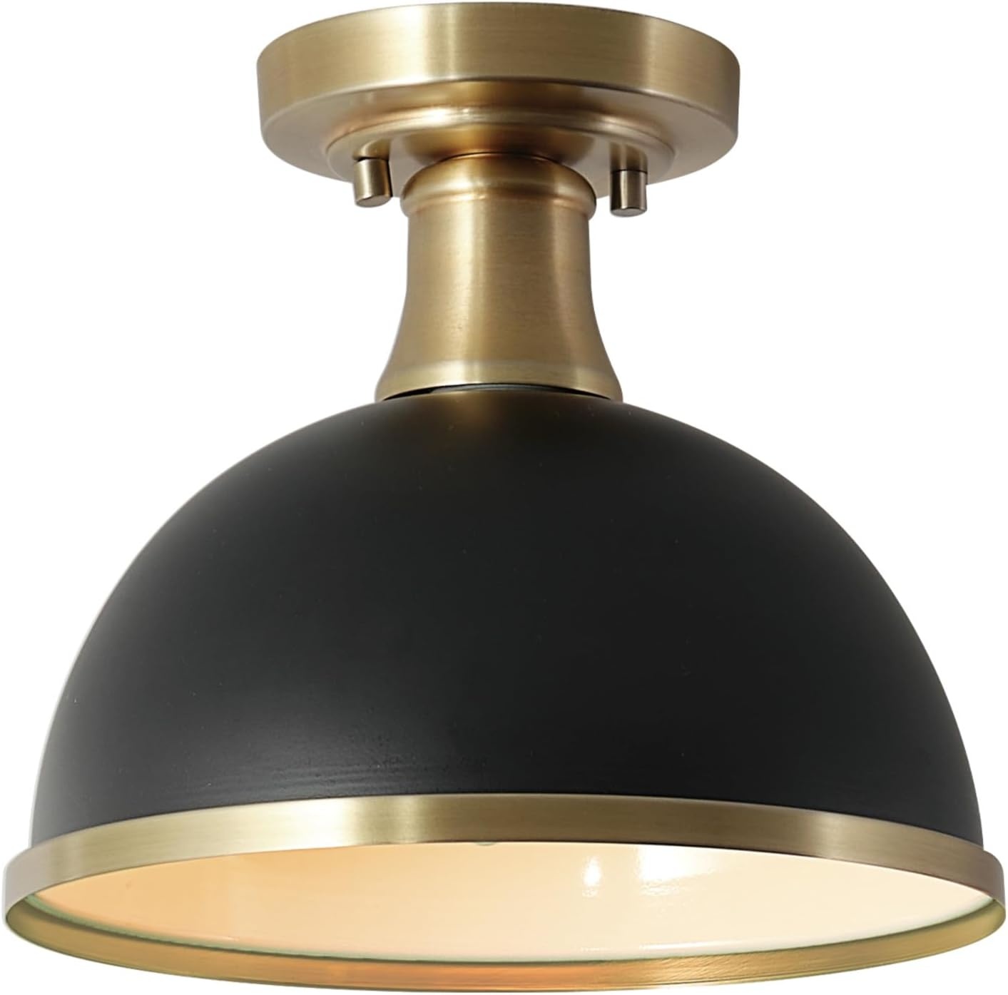 image:imageGlobe Electric 66000076 1Light Flush Mount Ceiling Light Matte Black and White Opal Glass Dual Shade Modern Lighting for Kitchen Island or Dining Room Wall and Dimmer Switch CompatibleMatte Black
