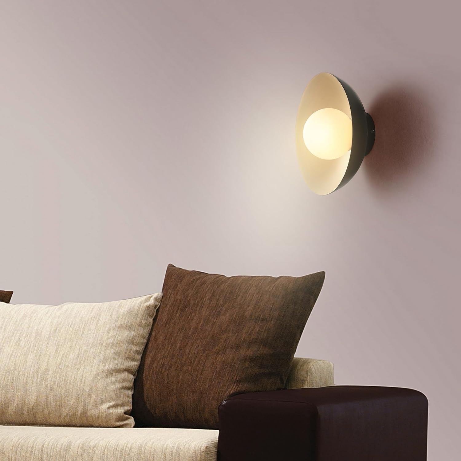 image:imageGlobe Electric 66000076 1Light Flush Mount Ceiling Light Matte Black and White Opal Glass Dual Shade Modern Lighting for Kitchen Island or Dining Room Wall and Dimmer Switch CompatibleBlack Bronze Trim