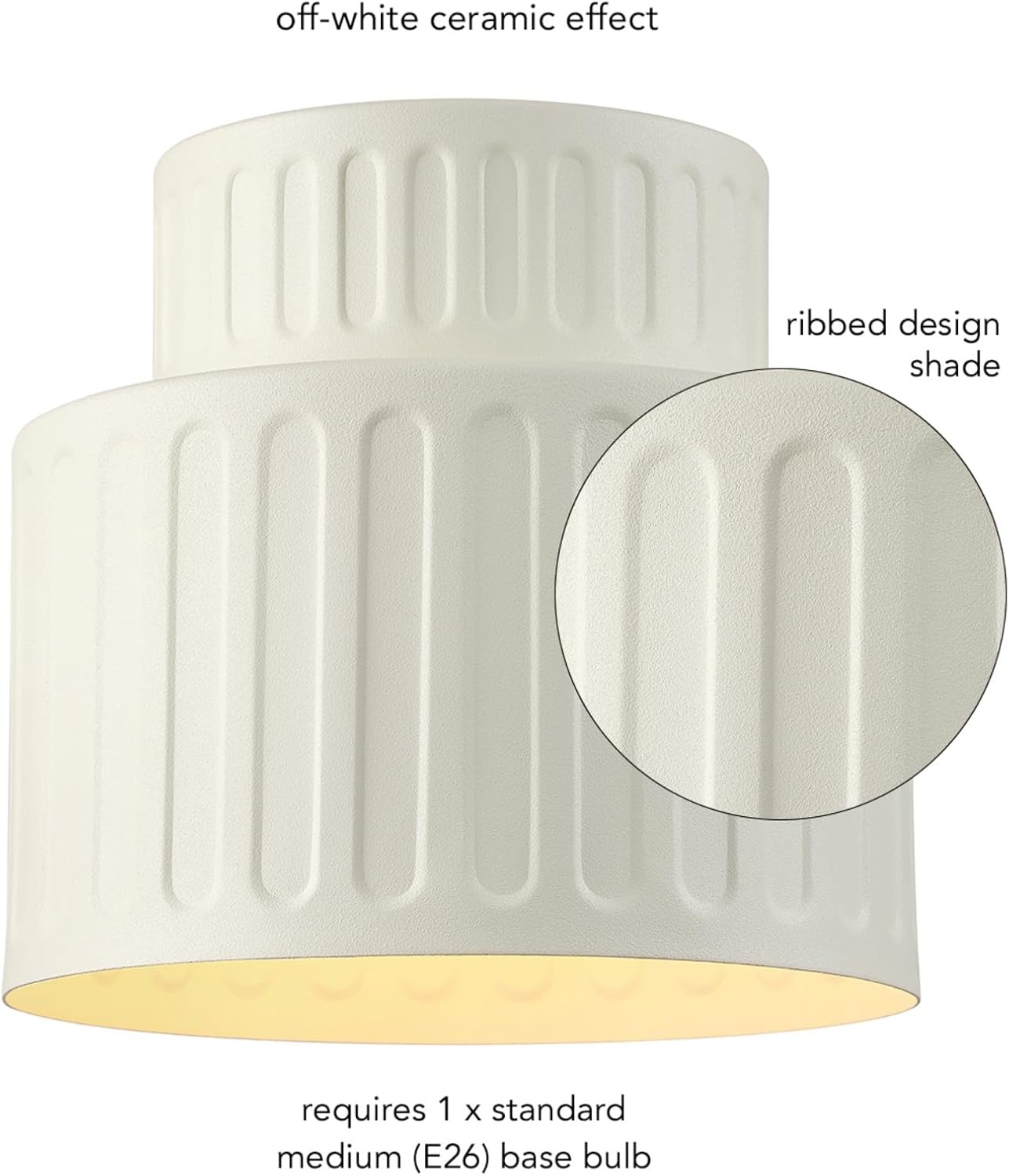 image:imageGlobe Electric 66000076 1Light Flush Mount Ceiling Light Matte Black and White Opal Glass Dual Shade Modern Lighting for Kitchen Island or Dining Room Wall and Dimmer Switch CompatibleFauxCeramic Shade White