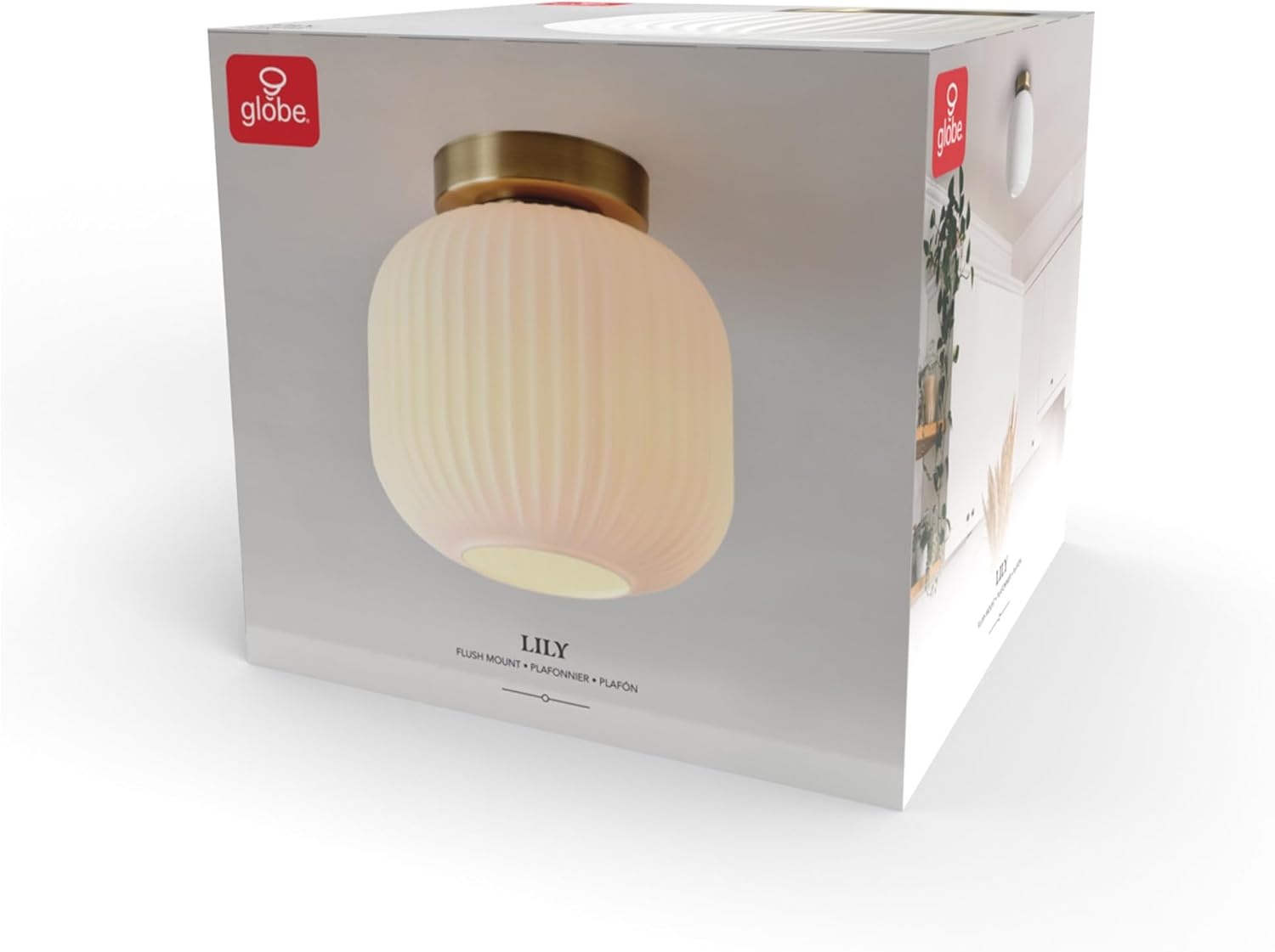 image:imageGlobe Electric 66000076 1Light Flush Mount Ceiling Light Matte Black and White Opal Glass Dual Shade Modern Lighting for Kitchen Island or Dining Room Wall and Dimmer Switch CompatibleMatte Brass Ribbed Shade