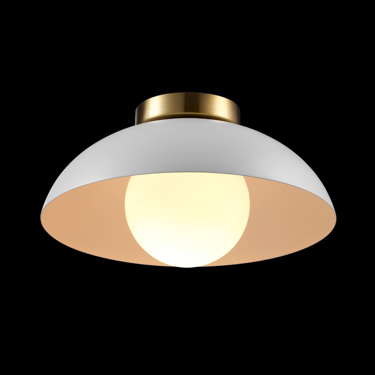 image:imageGlobe Electric 66000076 1Light Flush Mount Ceiling Light Matte Black and White Opal Glass Dual Shade Modern Lighting for Kitchen Island or Dining Room Wall and Dimmer Switch CompatibleMatte White Opal Shade