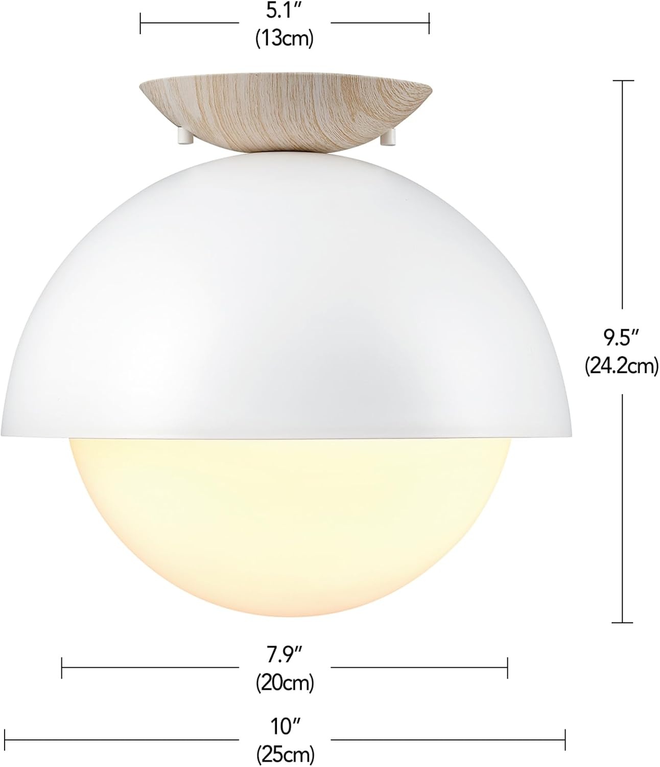 image:imageGlobe Electric 66000076 1Light Flush Mount Ceiling Light Matte Black and White Opal Glass Dual Shade Modern Lighting for Kitchen Island or Dining Room Wall and Dimmer Switch CompatibleMatte Brass Oswald