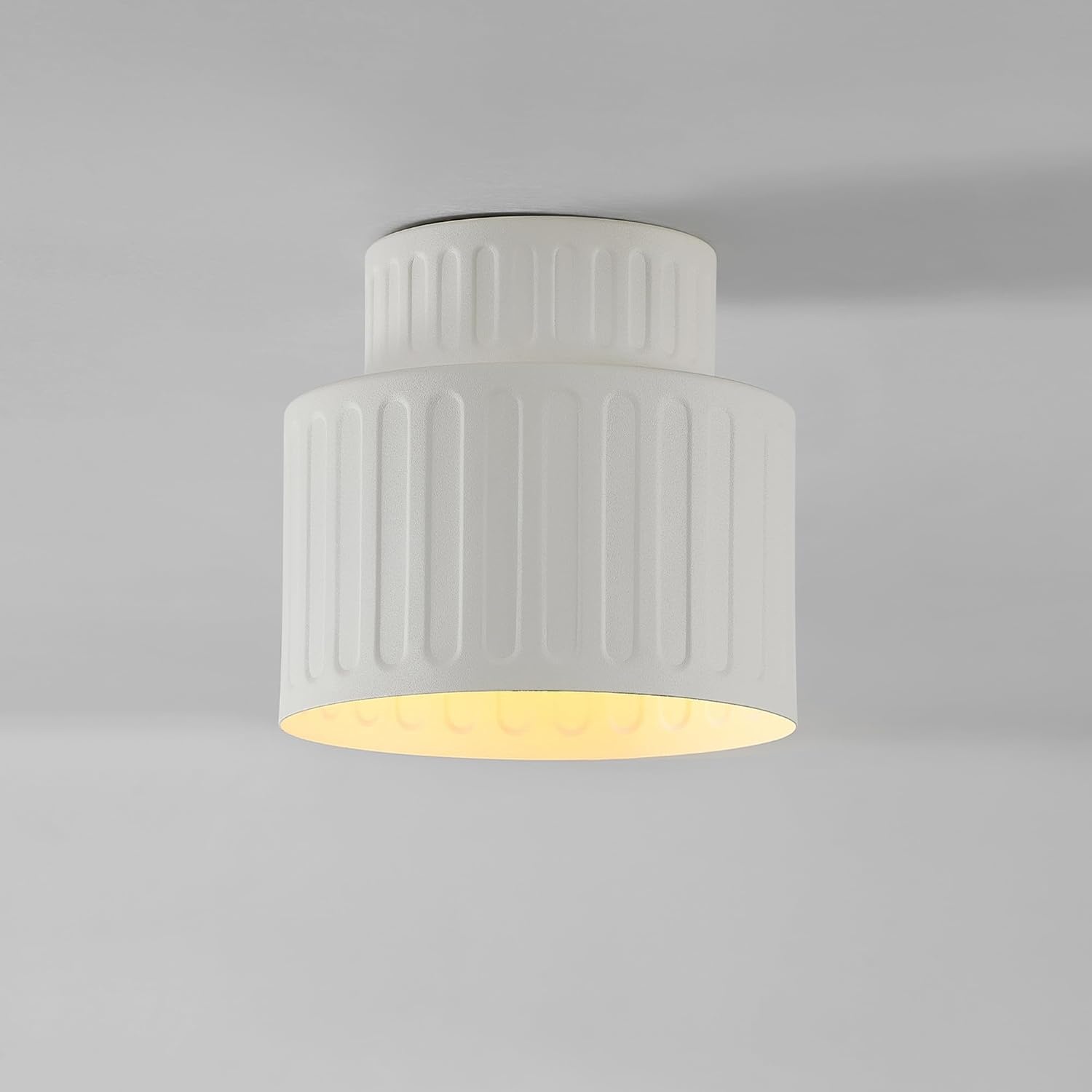 image:imageGlobe Electric 66000076 1Light Flush Mount Ceiling Light Matte Black and White Opal Glass Dual Shade Modern Lighting for Kitchen Island or Dining Room Wall and Dimmer Switch CompatibleFauxCeramic Shade White