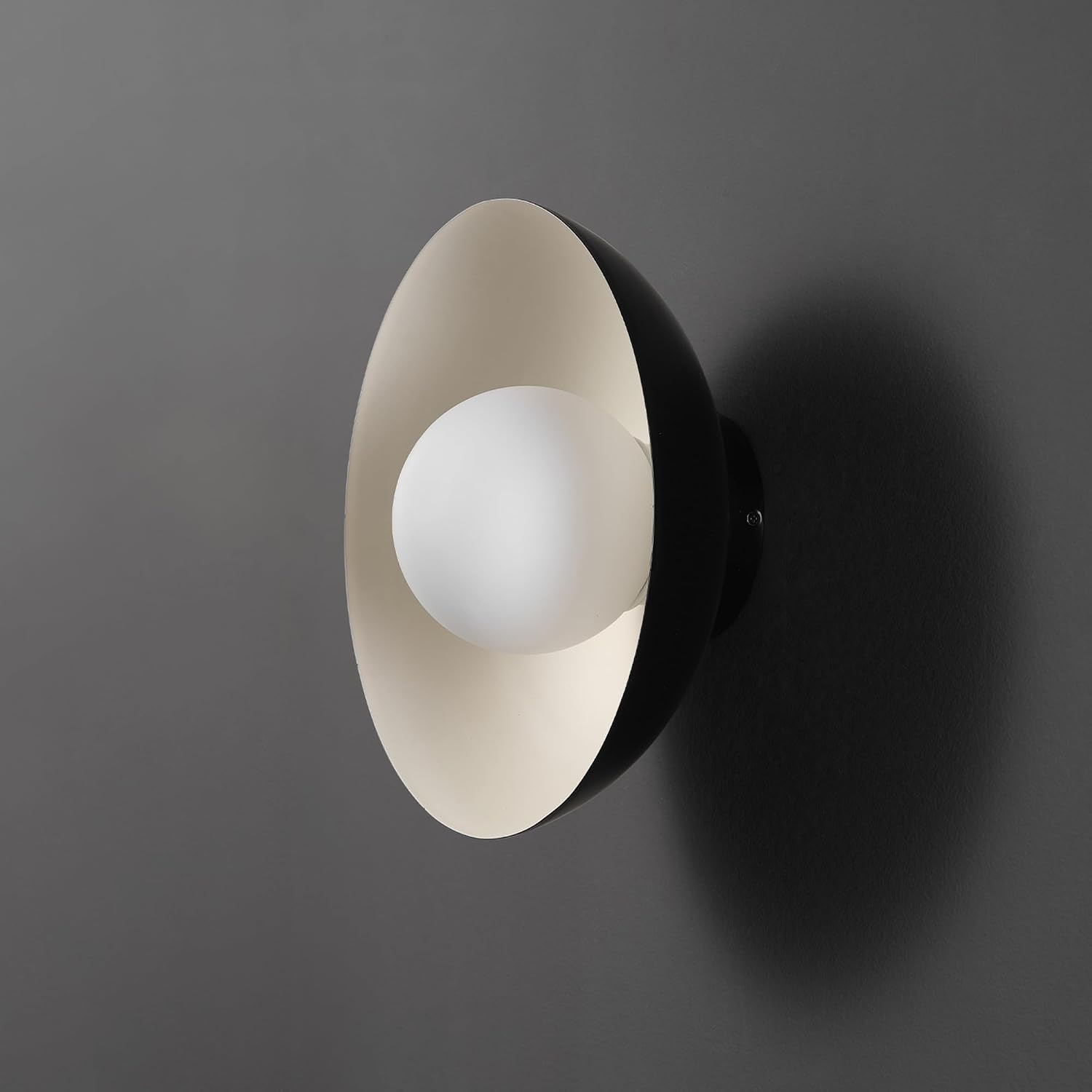 image:imageGlobe Electric 66000076 1Light Flush Mount Ceiling Light Matte Black and White Opal Glass Dual Shade Modern Lighting for Kitchen Island or Dining Room Wall and Dimmer Switch CompatibleBlack Bronze Trim