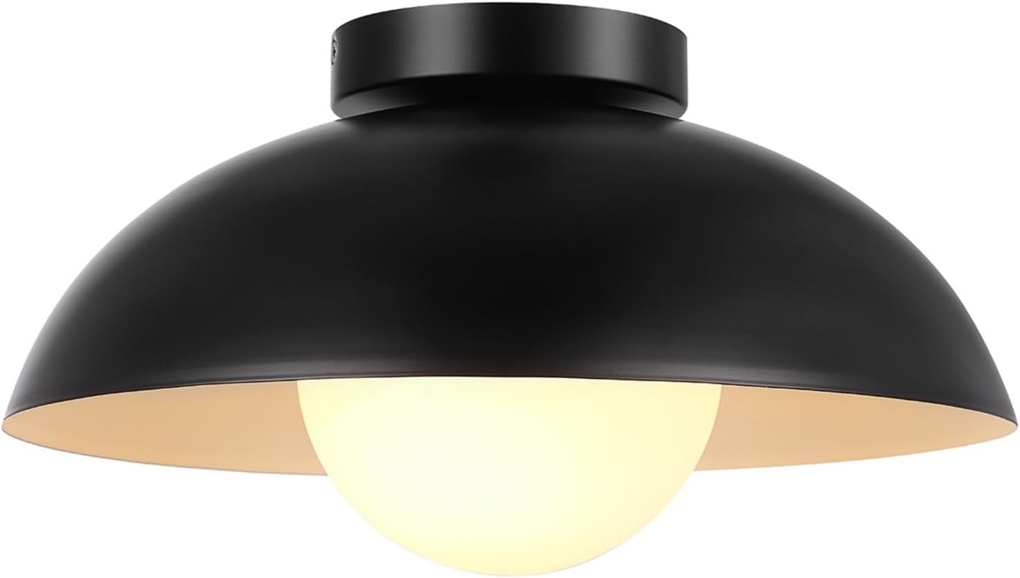 image:imageGlobe Electric 66000076 1Light Flush Mount Ceiling Light Matte Black and White Opal Glass Dual Shade Modern Lighting for Kitchen Island or Dining Room Wall and Dimmer Switch CompatibleBlack Bronze Trim