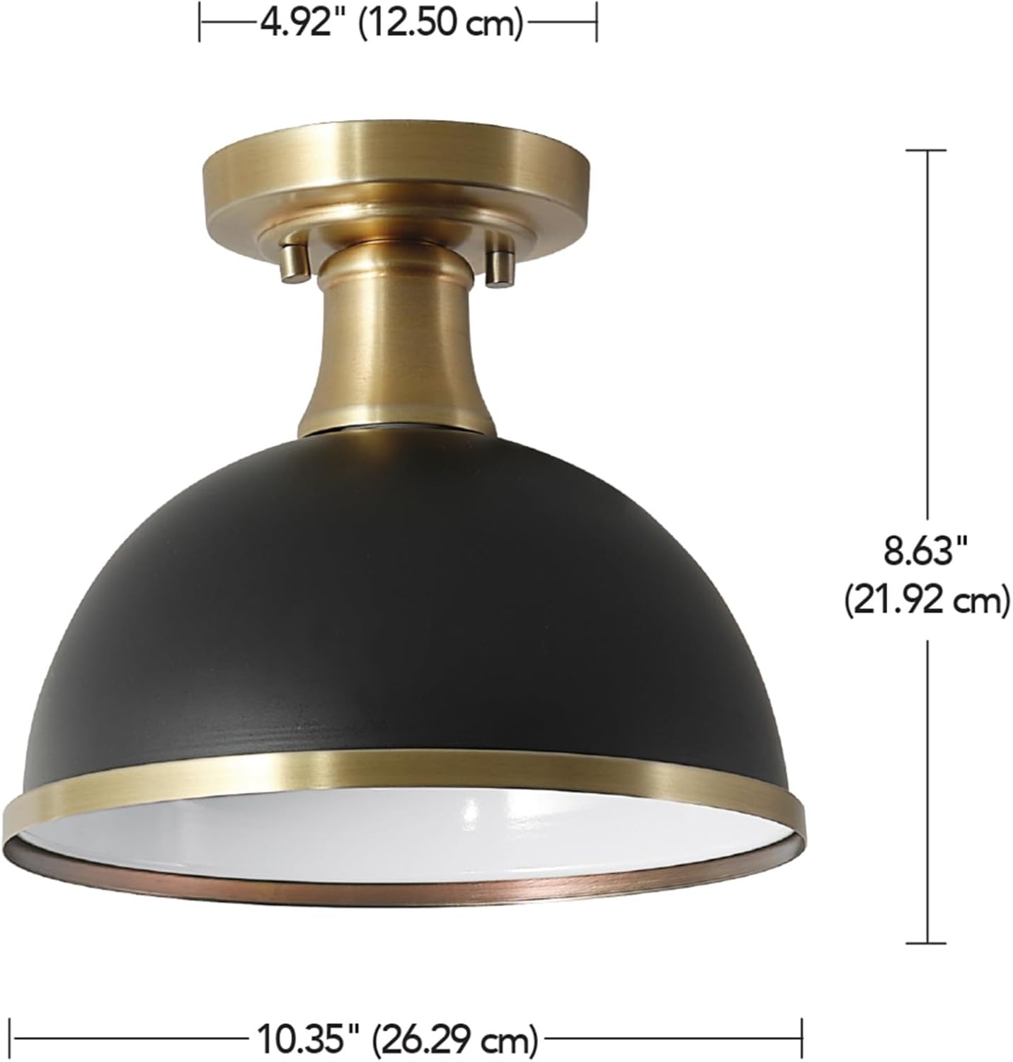 image:imageGlobe Electric 66000076 1Light Flush Mount Ceiling Light Matte Black and White Opal Glass Dual Shade Modern Lighting for Kitchen Island or Dining Room Wall and Dimmer Switch CompatibleMatte Black