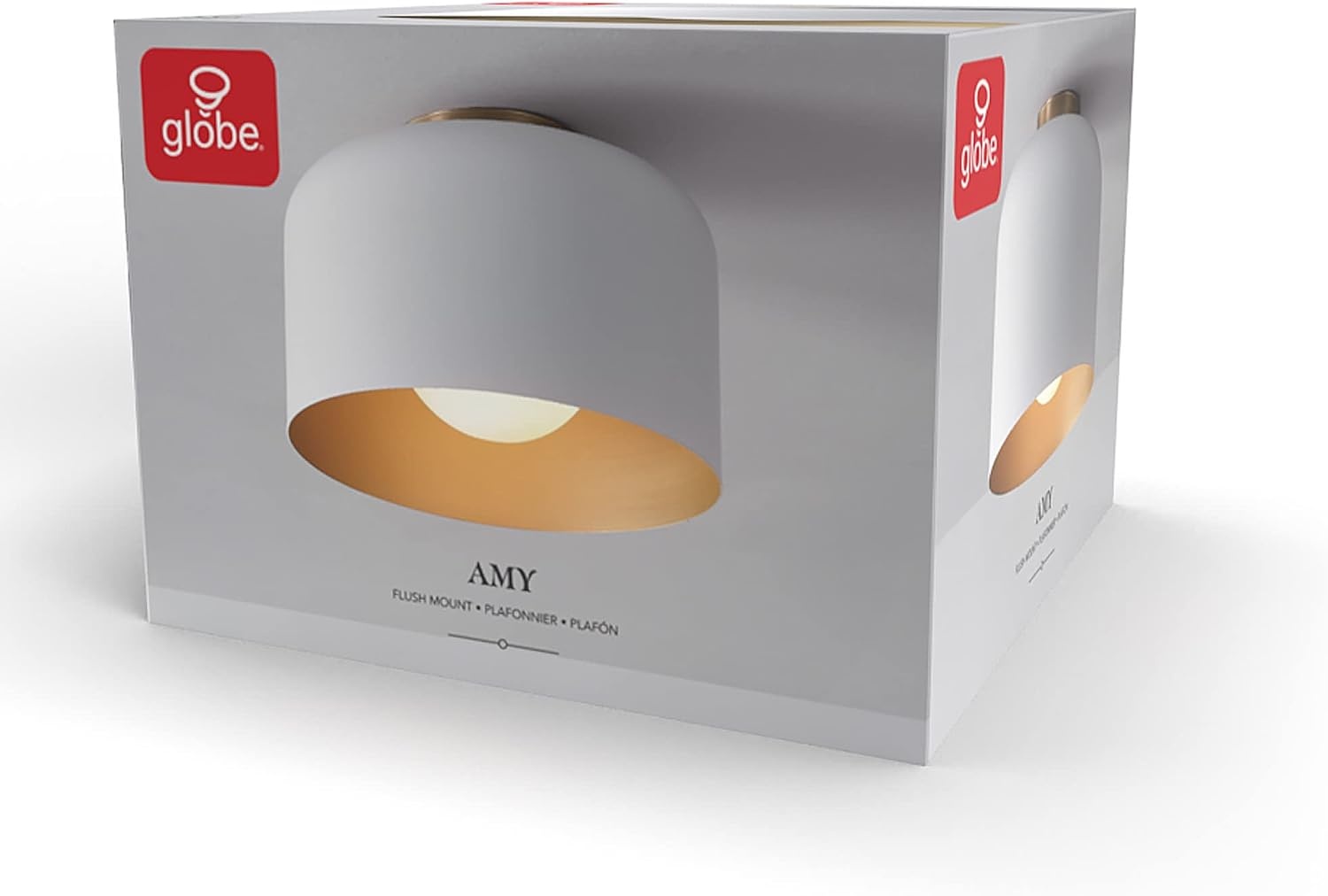 image:imageGlobe Electric 66000076 1Light Flush Mount Ceiling Light Matte Black and White Opal Glass Dual Shade Modern Lighting for Kitchen Island or Dining Room Wall and Dimmer Switch CompatibleMatte White Amy