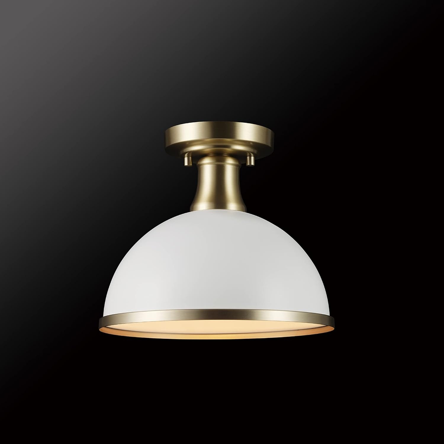 image:imageGlobe Electric 66000076 1Light Flush Mount Ceiling Light Matte Black and White Opal Glass Dual Shade Modern Lighting for Kitchen Island or Dining Room Wall and Dimmer Switch CompatibleMatte White Frosted Shade