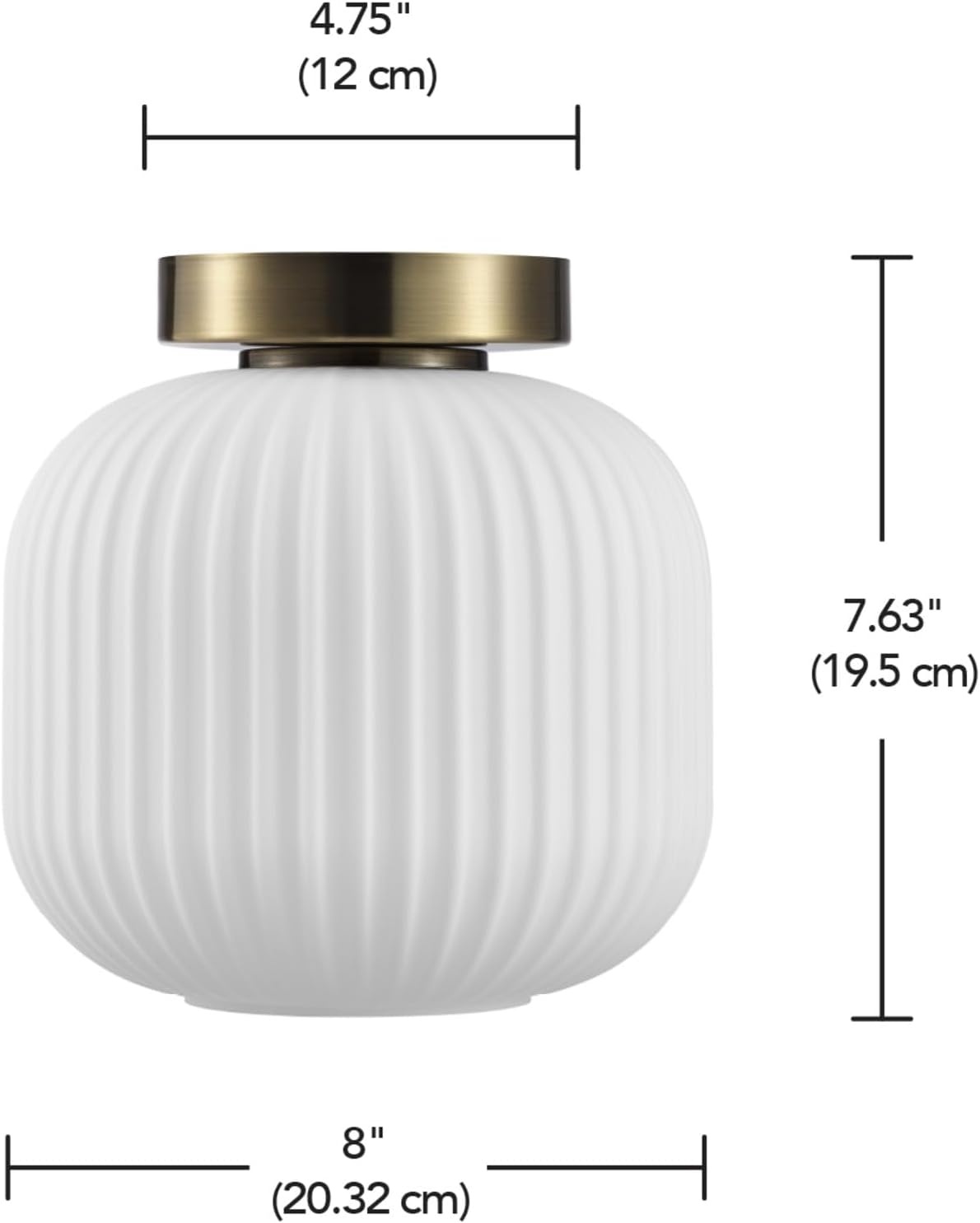 image:imageGlobe Electric 66000076 1Light Flush Mount Ceiling Light Matte Black and White Opal Glass Dual Shade Modern Lighting for Kitchen Island or Dining Room Wall and Dimmer Switch CompatibleMatte Brass Ribbed Shade