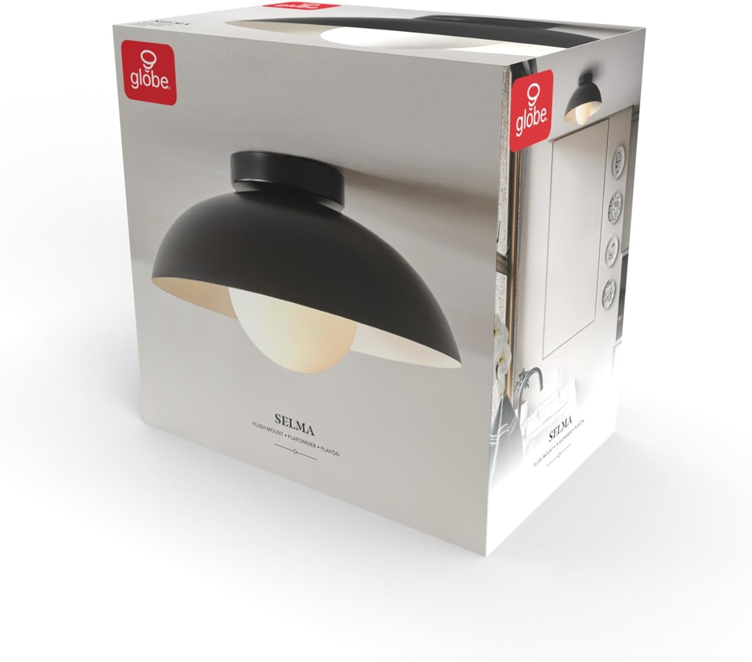 image:imageGlobe Electric 66000076 1Light Flush Mount Ceiling Light Matte Black and White Opal Glass Dual Shade Modern Lighting for Kitchen Island or Dining Room Wall and Dimmer Switch CompatibleBlack Bronze Trim