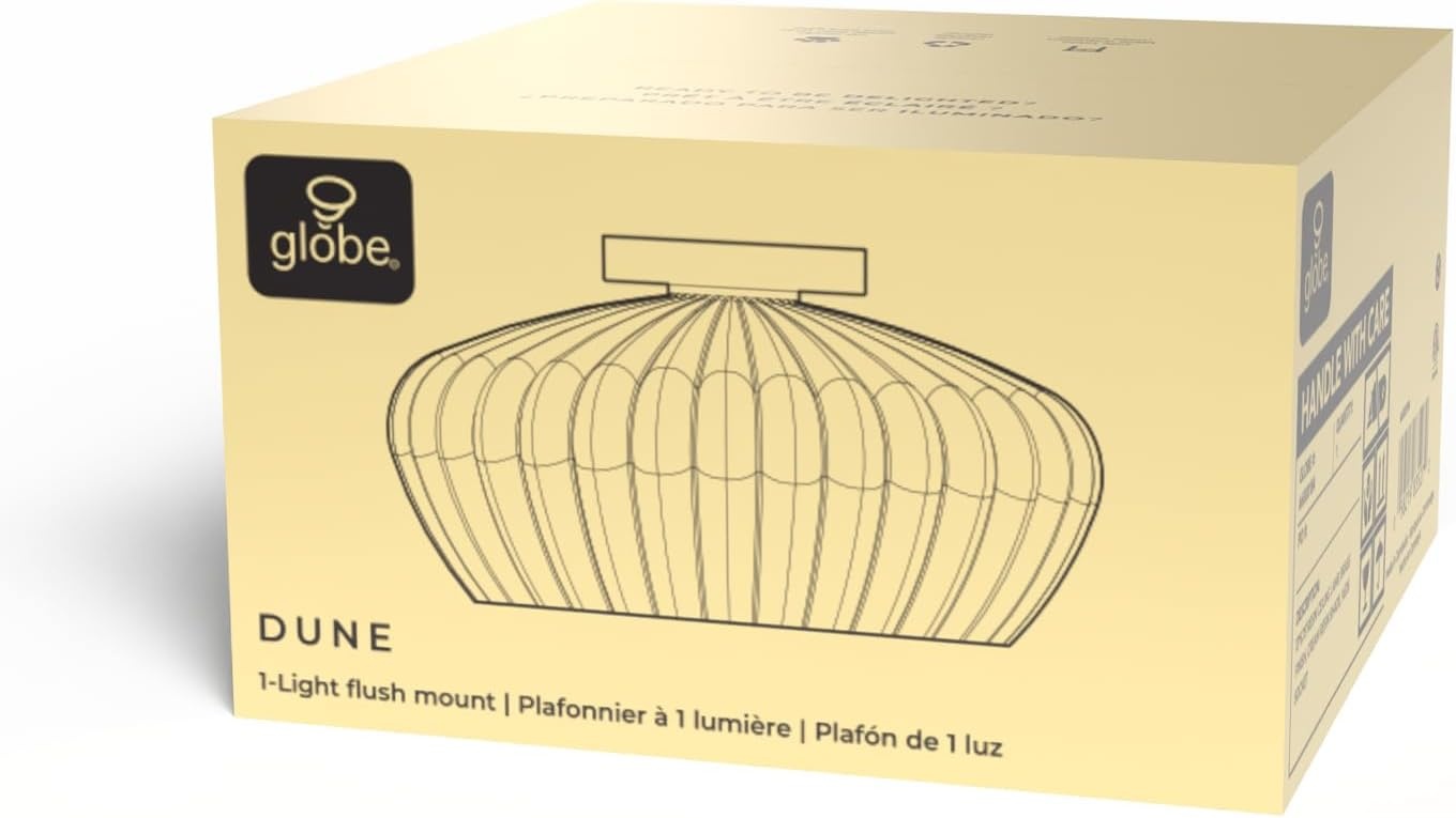 image:imageGlobe Electric 66000076 1Light Flush Mount Ceiling Light Matte Black and White Opal Glass Dual Shade Modern Lighting for Kitchen Island or Dining Room Wall and Dimmer Switch CompatibleBrass Cream Resin Shade