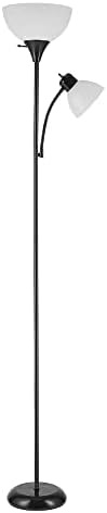 image:imageGlobe Electric 677150 Elliott 72 Floor Lamp Silver White Plastic Shade OnOff Rotary Switch on Shade Standing Living Room Decor Bedroom Tall Corner LightBlack