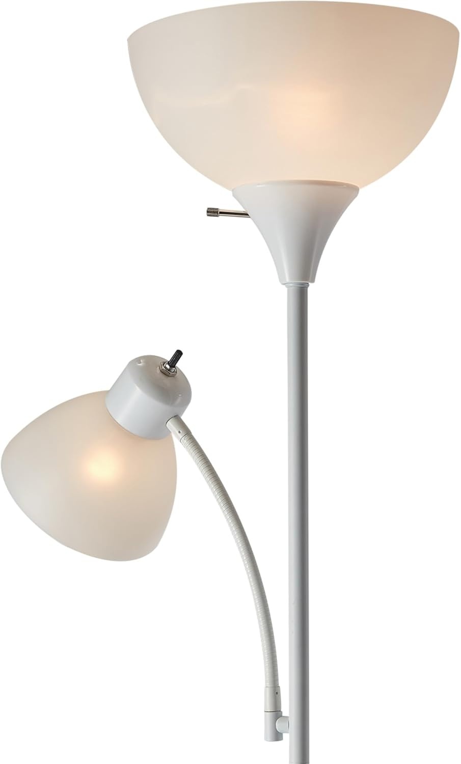 image:imageGlobe Electric 677150 Elliott 72 Floor Lamp Silver White Plastic Shade OnOff Rotary Switch on Shade Standing Living Room Decor Bedroom Tall Corner LightWhite