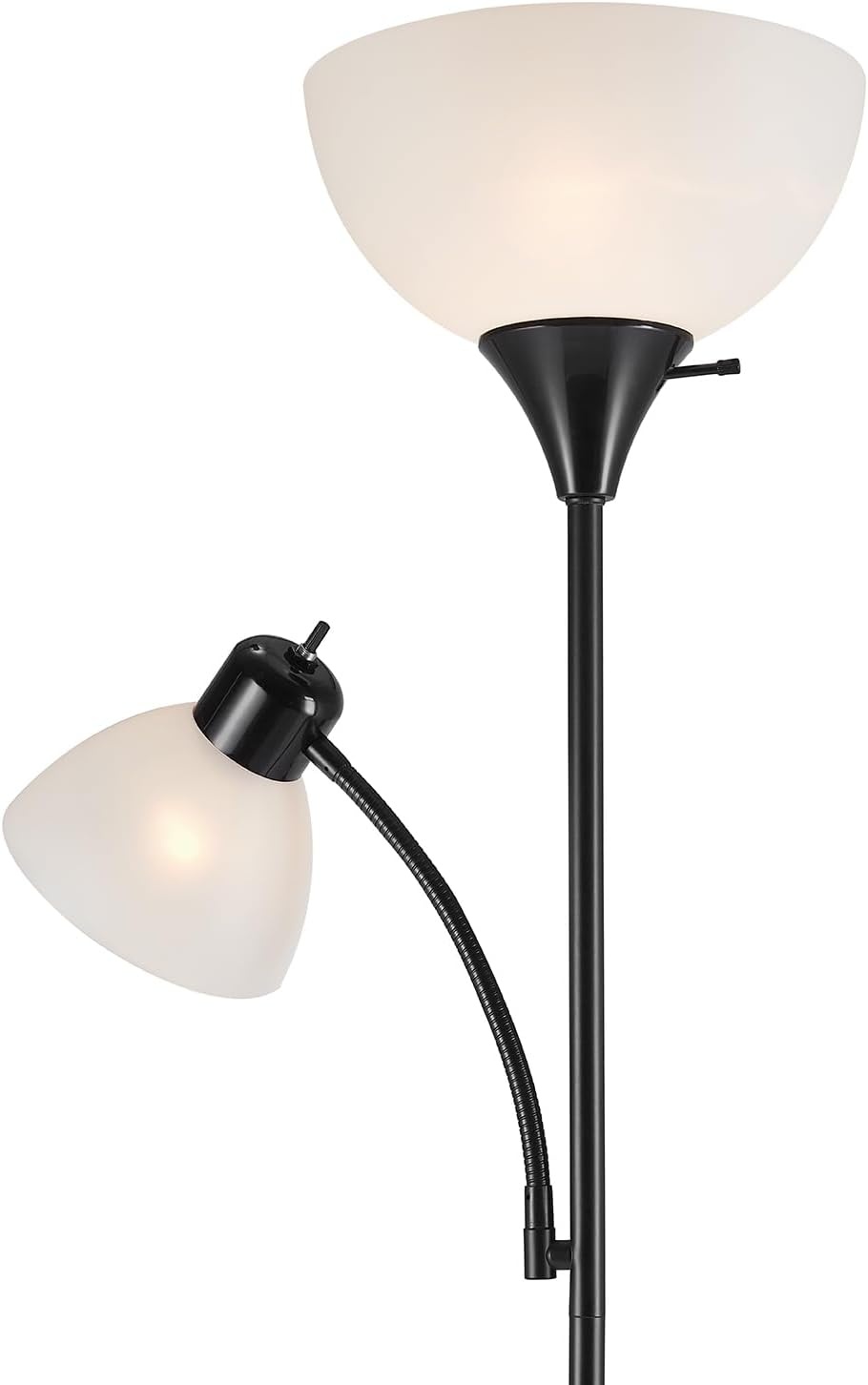 image:imageGlobe Electric 677150 Elliott 72 Floor Lamp Silver White Plastic Shade OnOff Rotary Switch on Shade Standing Living Room Decor Bedroom Tall Corner LightBlack
