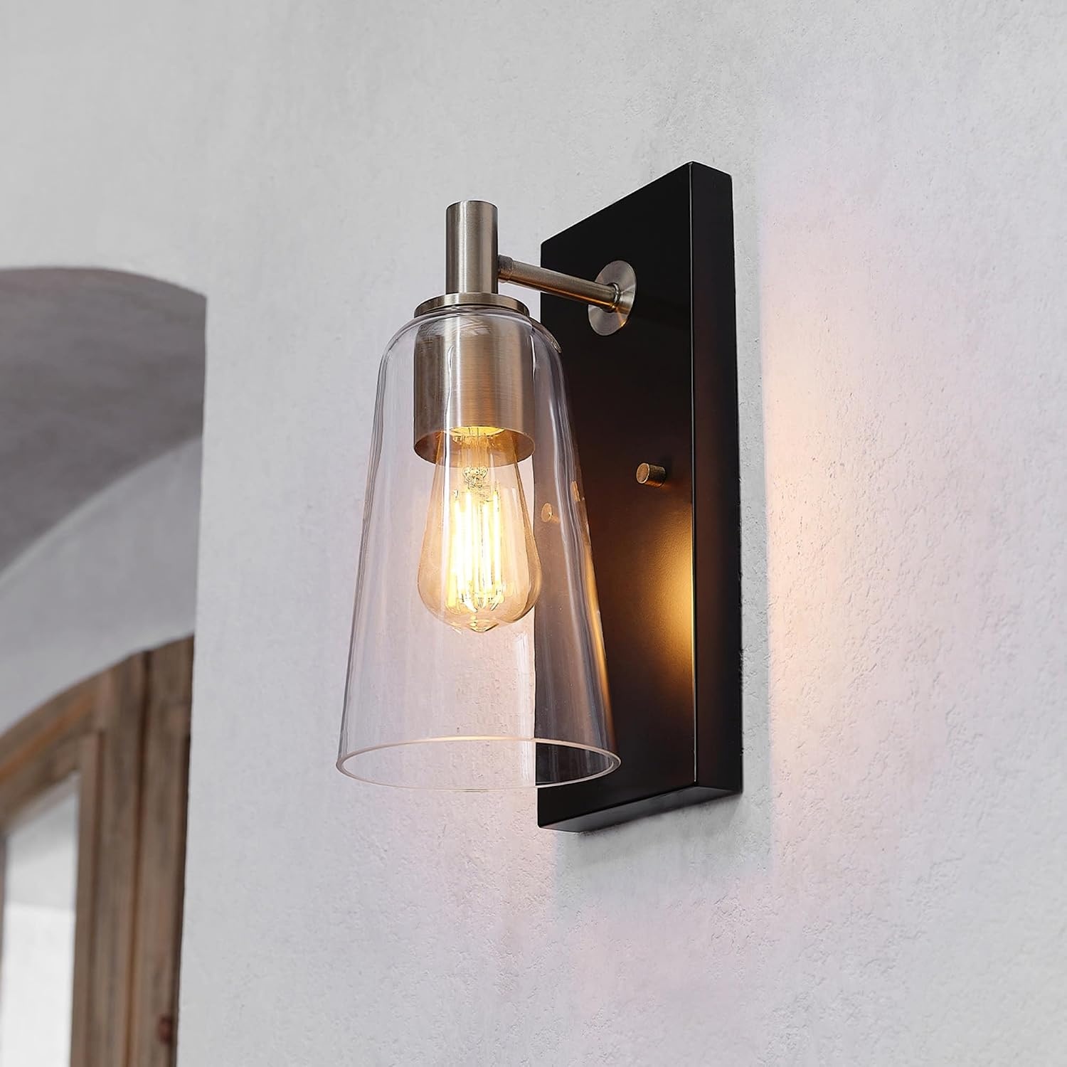 image:imageGlobe Electric 91005947 Brockton 12 Tall Wall Sconce with Glass Shade Matte Black