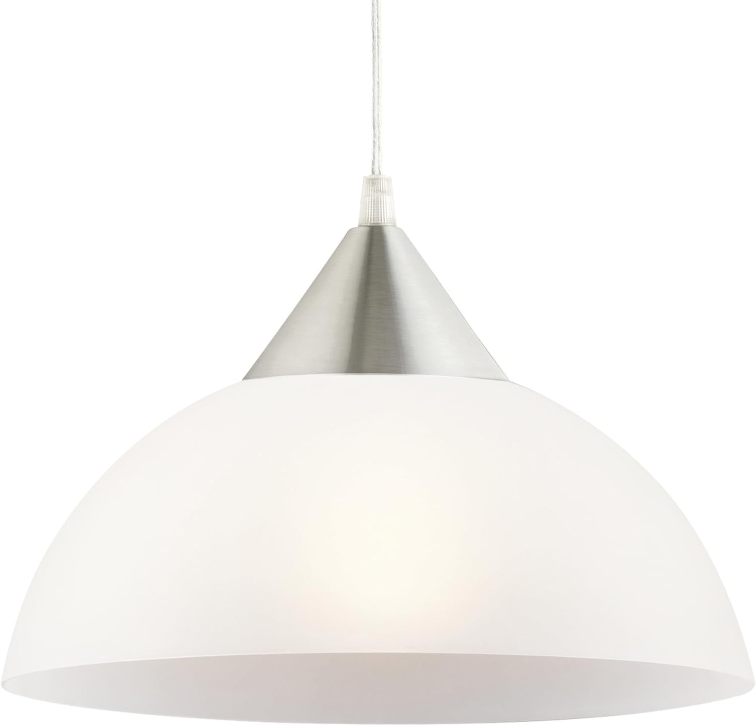 image:imageGlobe Electric Amelia 1Light Plugin Pendant Lighting Matte White White Glass Shade Bulb Not IncludedBrushed Steel