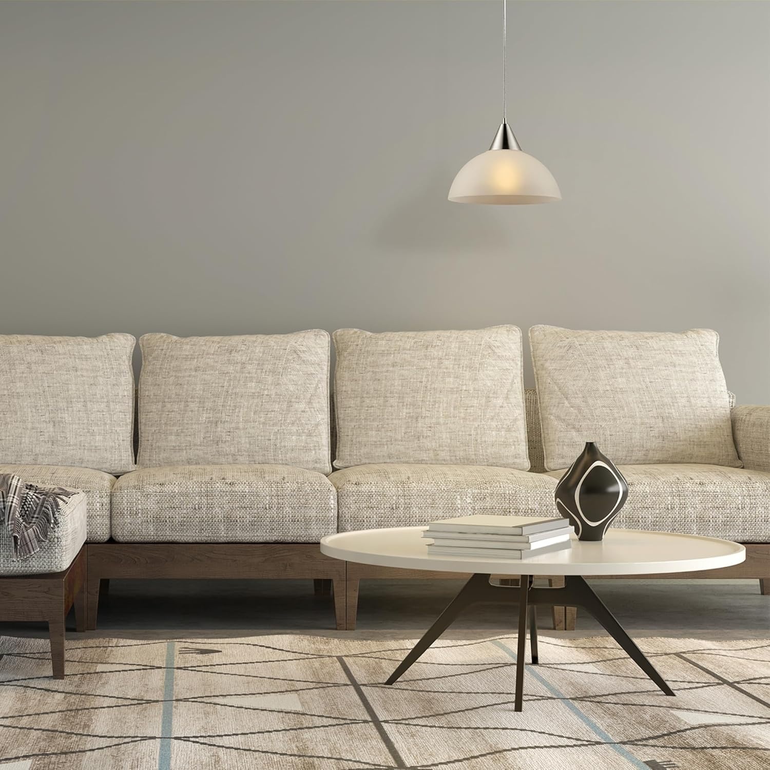 image:imageGlobe Electric Amelia 1Light Plugin Pendant Lighting Matte White White Glass Shade Bulb Not IncludedBrushed Steel