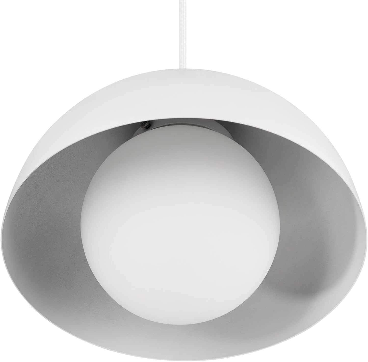 image:imageGlobe Electric Amelia 1Light Plugin Pendant Lighting Matte White White Glass Shade Bulb Not IncludedMatte White
