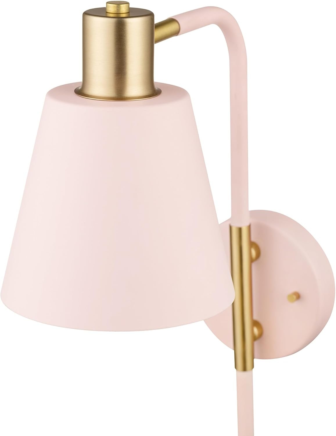 image:imageGlobe Electric Cleo 1Light Plugin or Hardwire Wall Sconce Blush Pink Matte Brass Accents Black Cloth Cord Bulb Not IncludedPack of 4