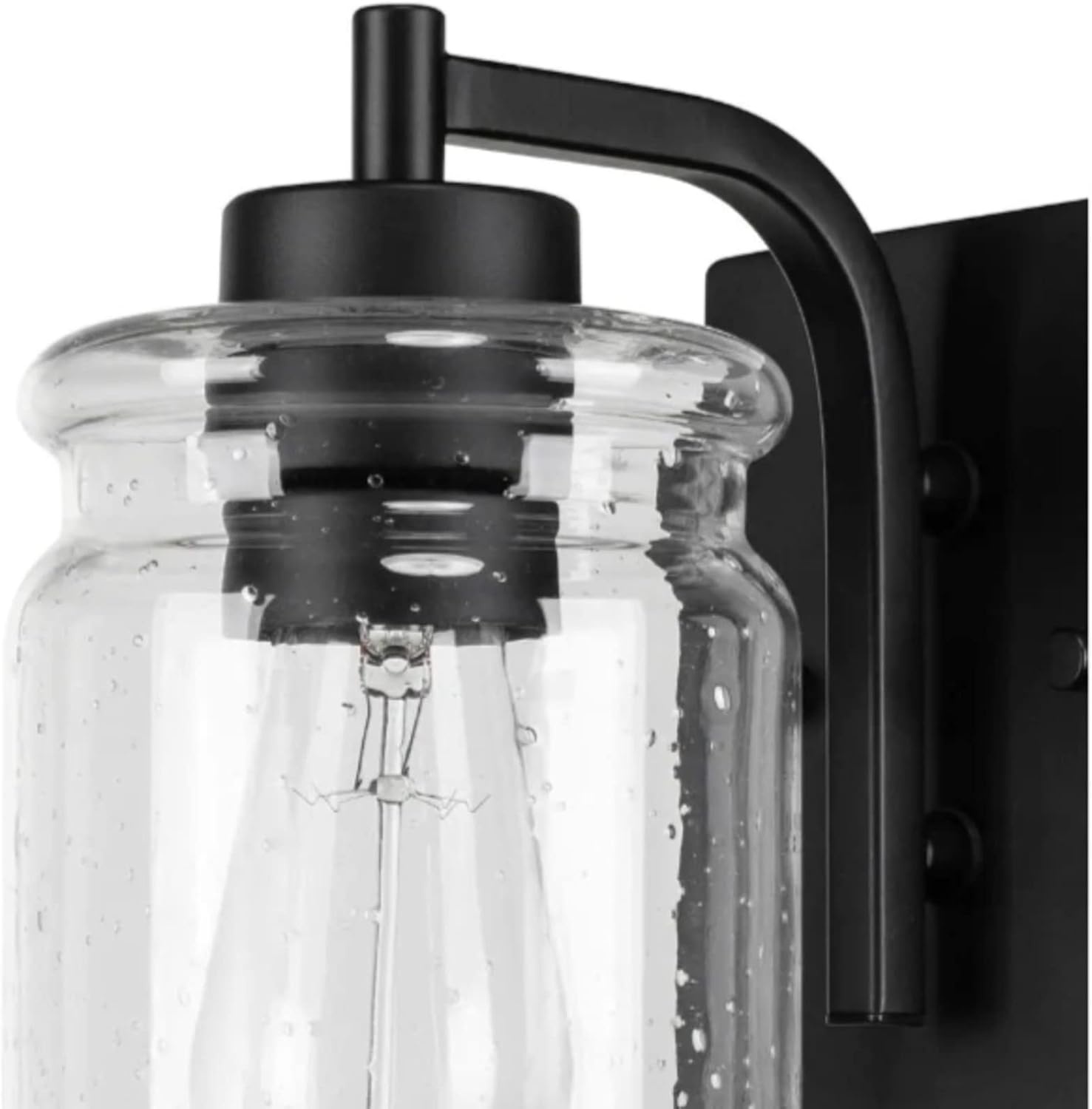 image:imageGlobe Electric Crowe 1Light Outdoor Wall Sconce Matte Black Seeded Glass Shade