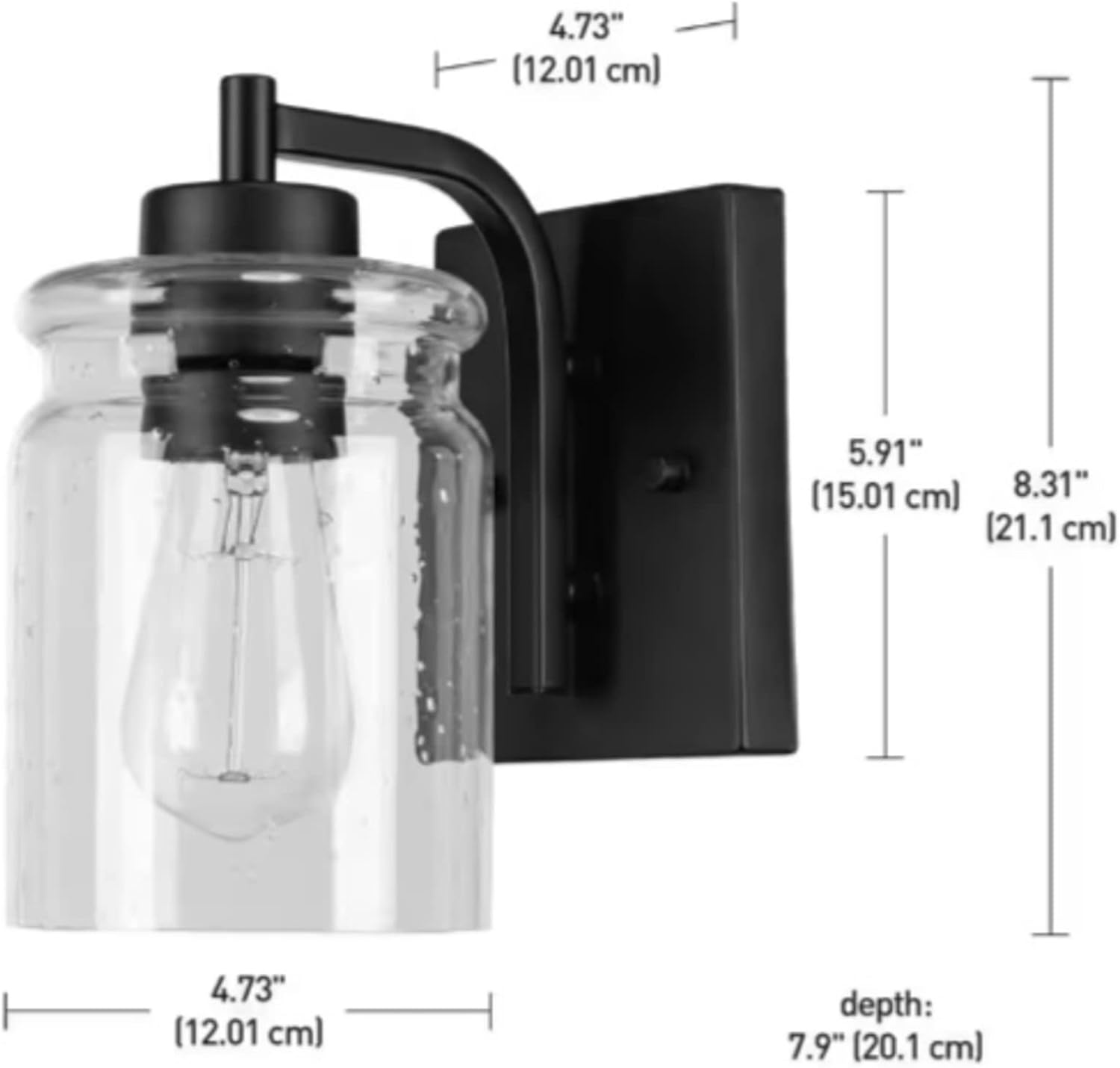 image:imageGlobe Electric Crowe 1Light Outdoor Wall Sconce Matte Black Seeded Glass Shade