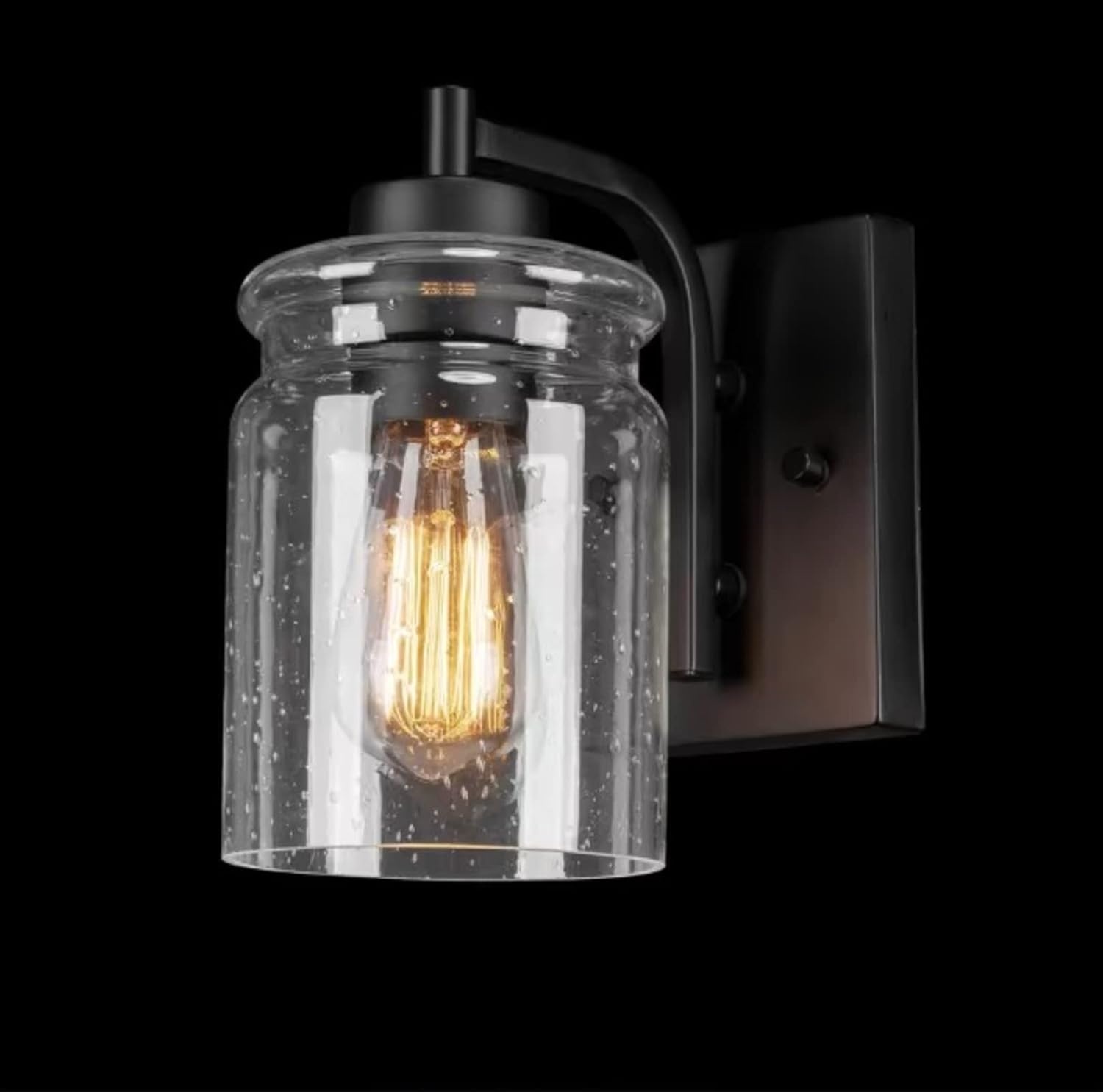 image:imageGlobe Electric Crowe 1Light Outdoor Wall Sconce Matte Black Seeded Glass Shade