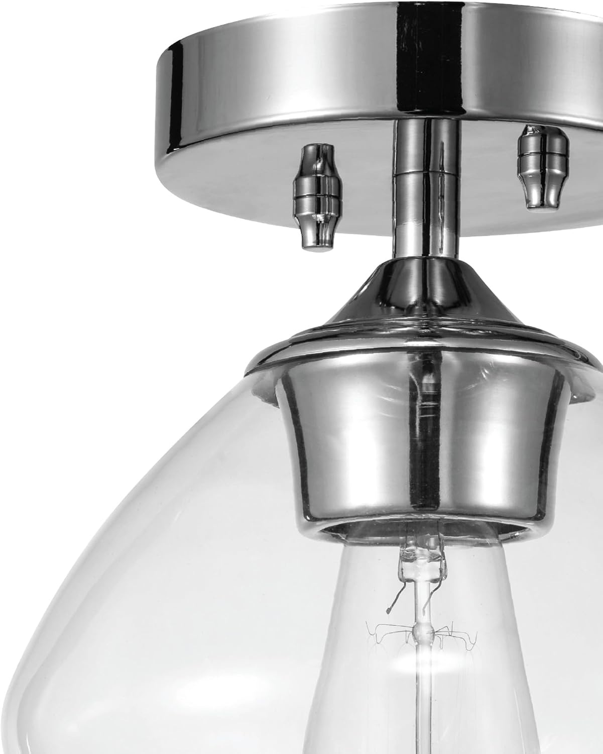 image:imageGlobe Electric Harrow 1Light SemiFlush Mount Ceiling Lighting Matte Brass Clear Glass ShadeChrome Harrow