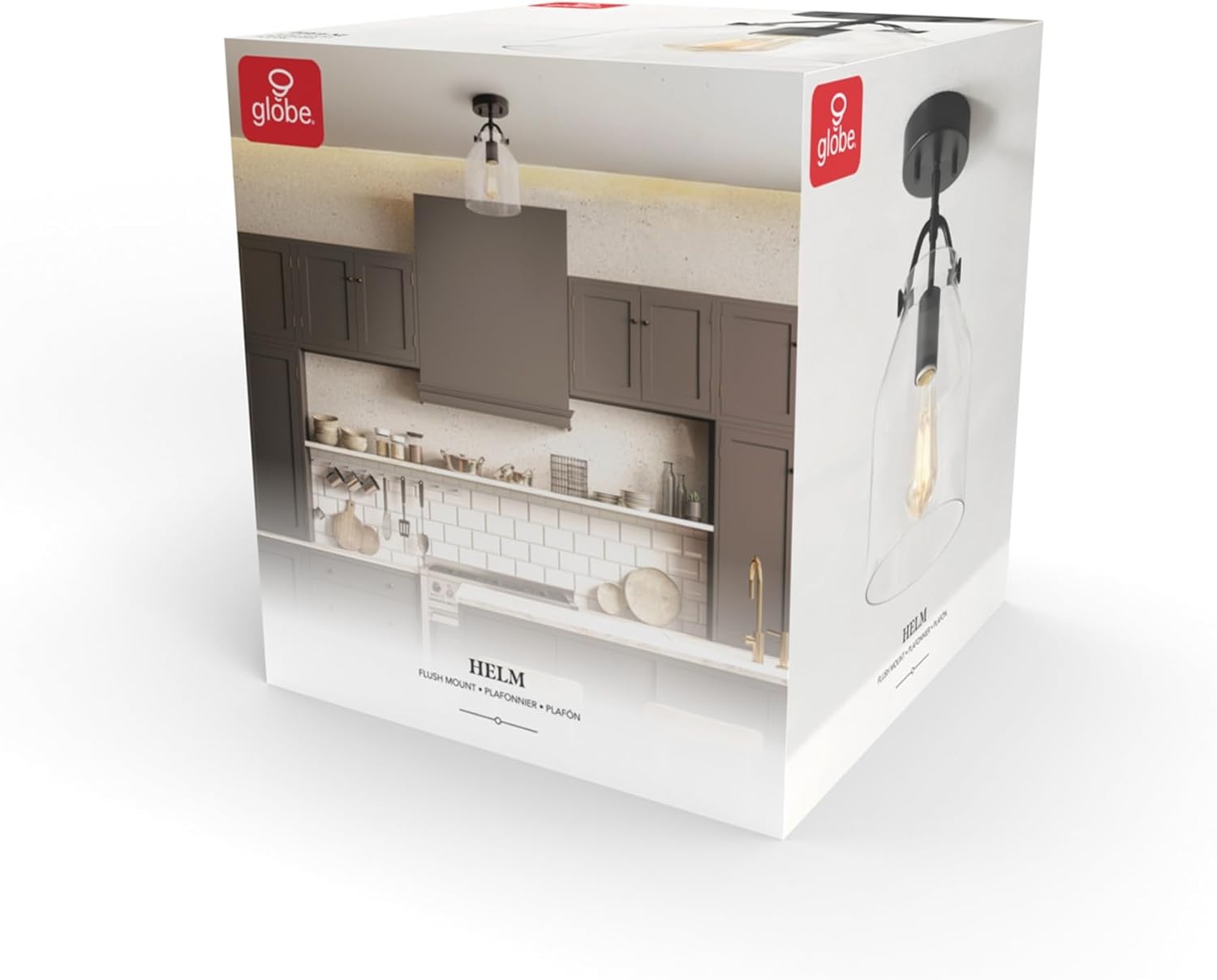 image:imageGlobe Electric Harrow 1Light SemiFlush Mount Ceiling Lighting Matte Brass Clear Glass ShadeMatte Black Helm