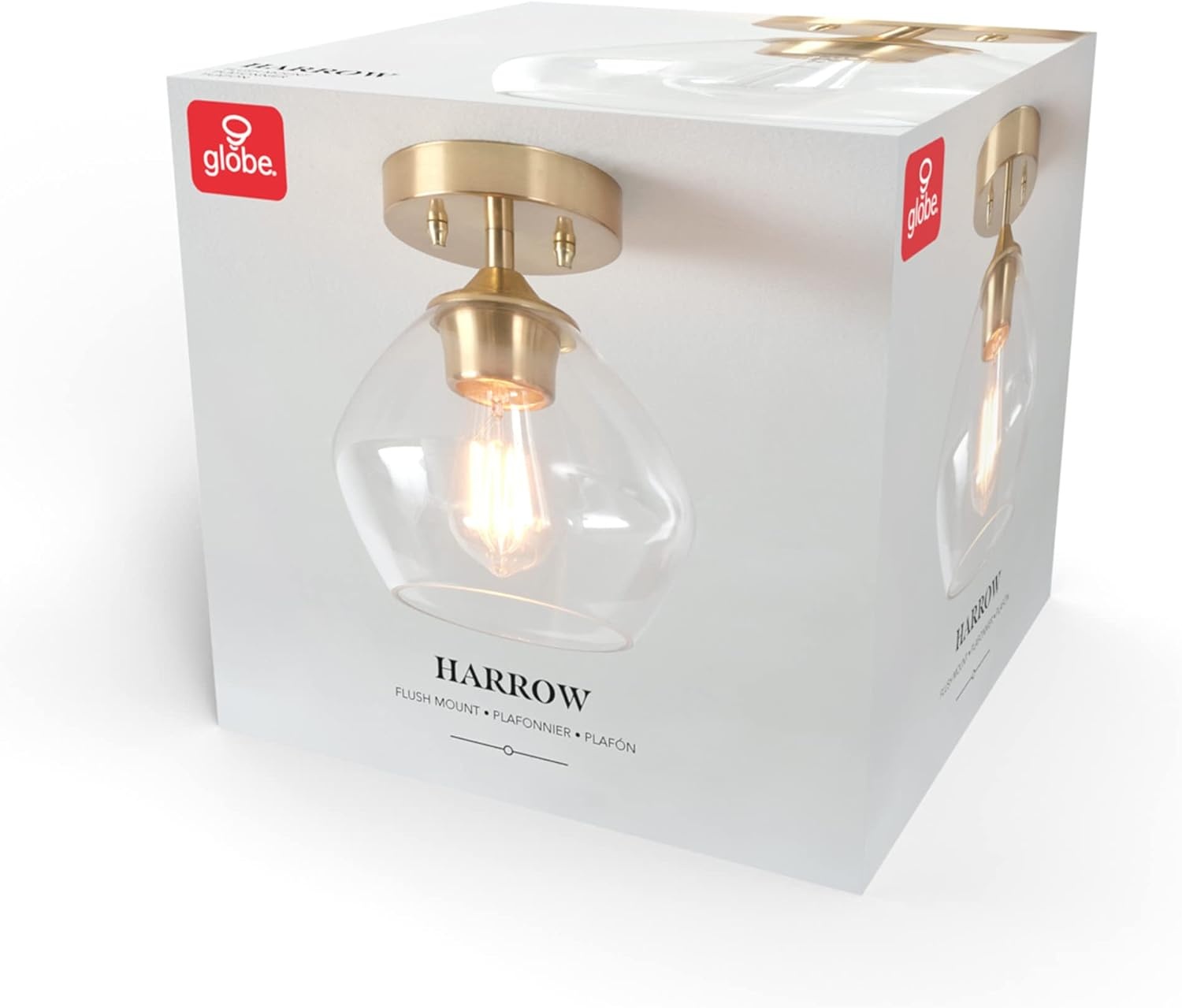 image:imageGlobe Electric Harrow 1Light SemiFlush Mount Ceiling Lighting Matte Brass Clear Glass ShadeMatte Brass Harrow