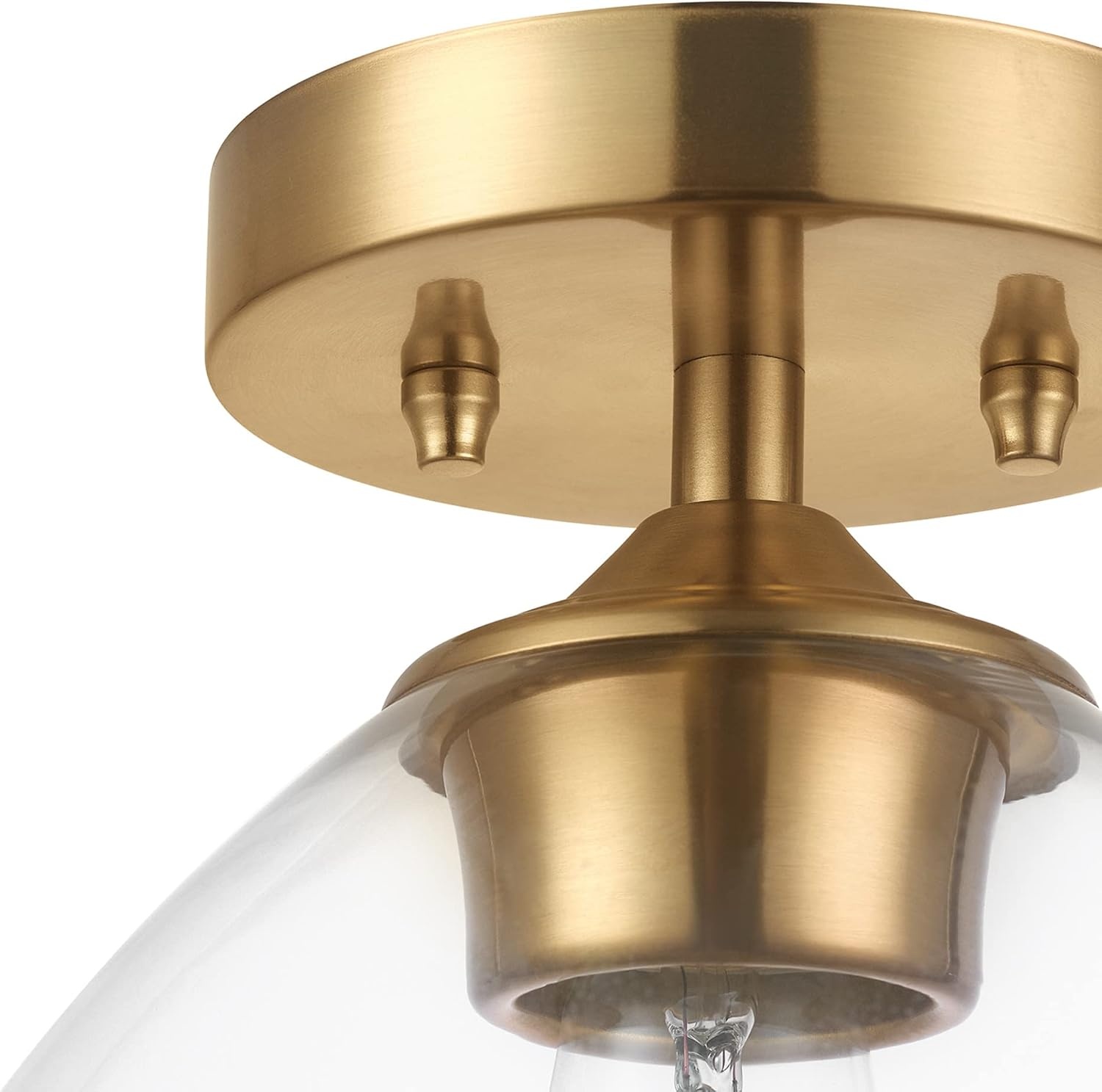 image:imageGlobe Electric Harrow 1Light SemiFlush Mount Ceiling Lighting Matte Brass Clear Glass ShadeMatte Brass Harrow