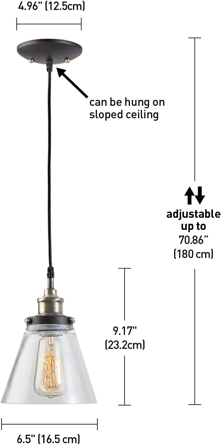 image:imageGlobe Electric Jackson 1Light Pendant Antique Brass Bronze Accent Glass Shade64750Antique Brass