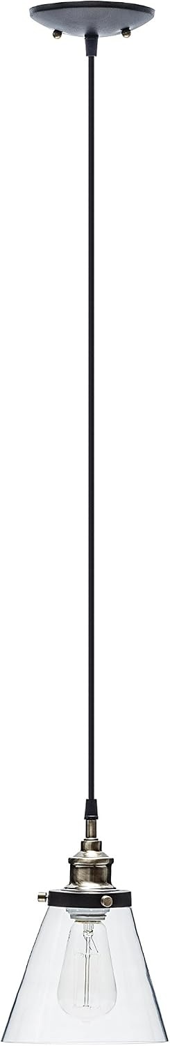 image:imageGlobe Electric Jackson 1Light Pendant Antique Brass Bronze Accent Glass Shade64750Antique Brass