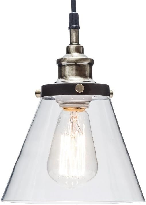 image:imageGlobe Electric Jackson 1Light Pendant Antique Brass Bronze Accent Glass Shade64750Antique Brass