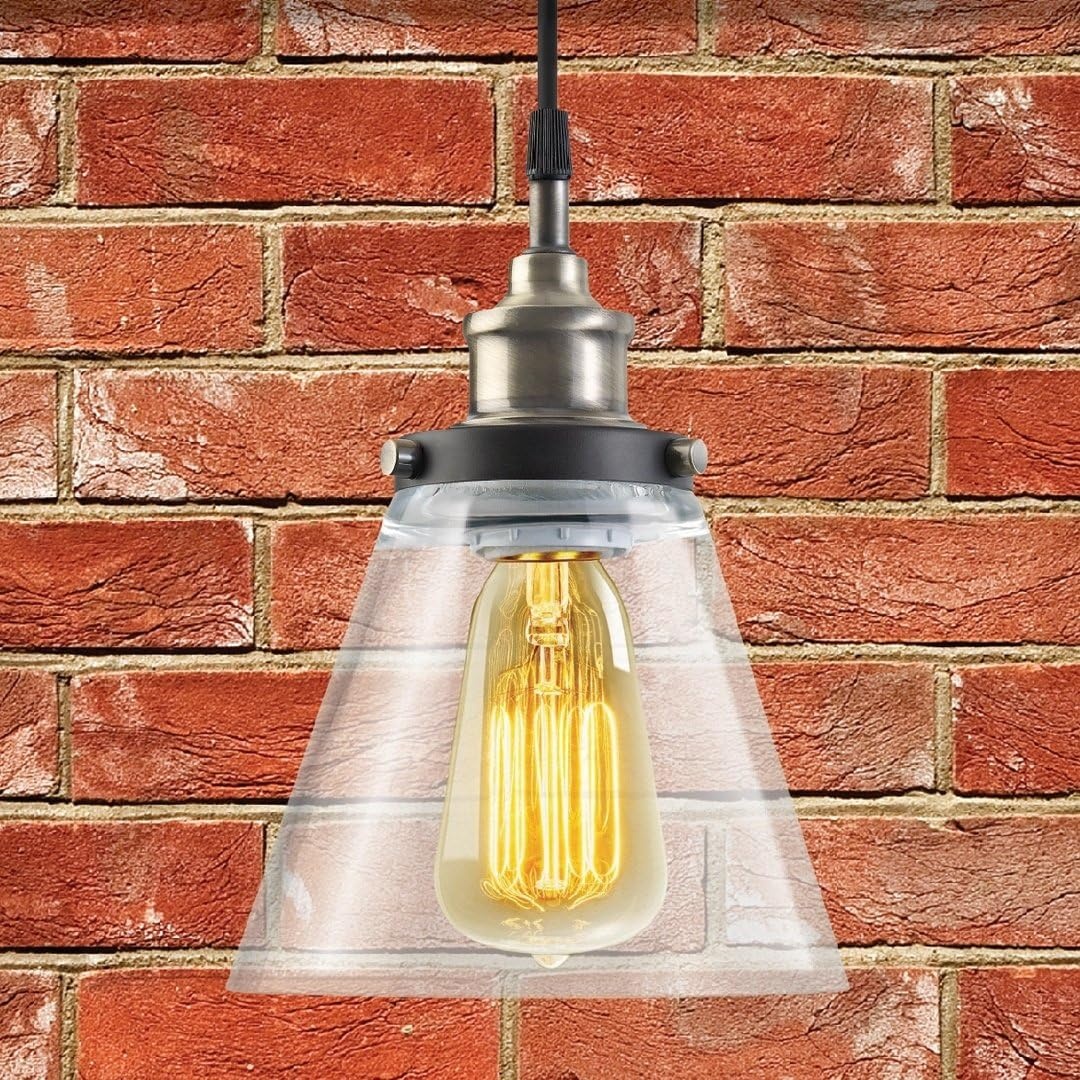 image:imageGlobe Electric Jackson 1Light Pendant Antique Brass Bronze Accent Glass Shade64750Antique Brass