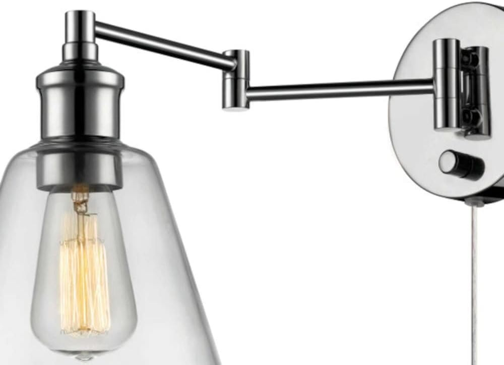image:imageGlobe Electric Leclaire 1Light Chrome Clear Industrial Vintage Style Wall Sconce Case of 1