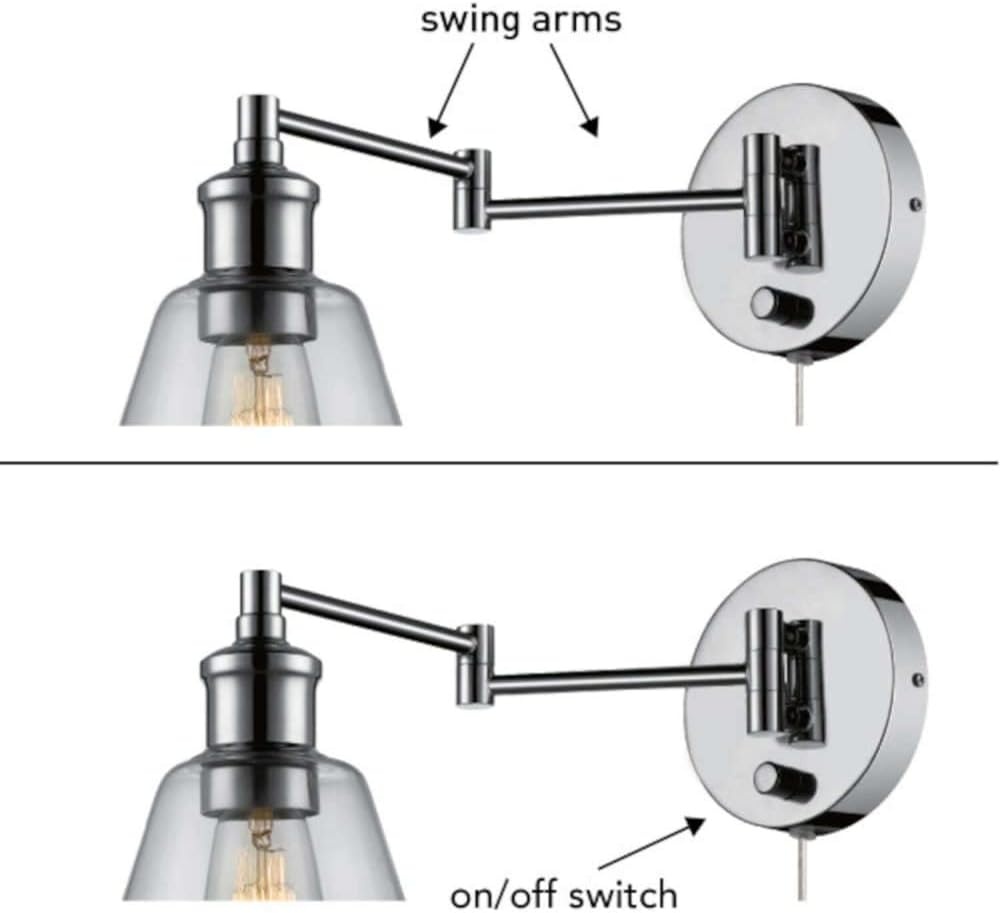 image:imageGlobe Electric Leclaire 1Light Chrome Clear Industrial Vintage Style Wall Sconce Case of 1