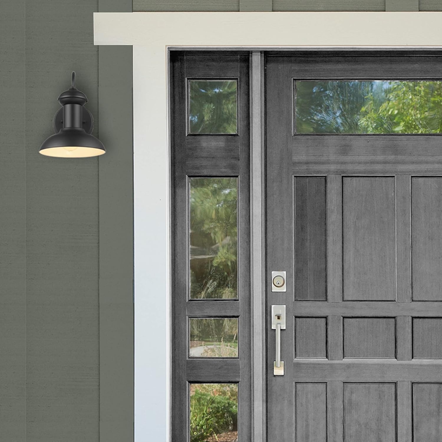 image:imageGlobe Electric Modern Farmhouse Wall Sconce Matte Black 12 x 11 x 9 inches IndoorOutdoor Kitchen Porch Decor 60W BulbMatte Black Martes