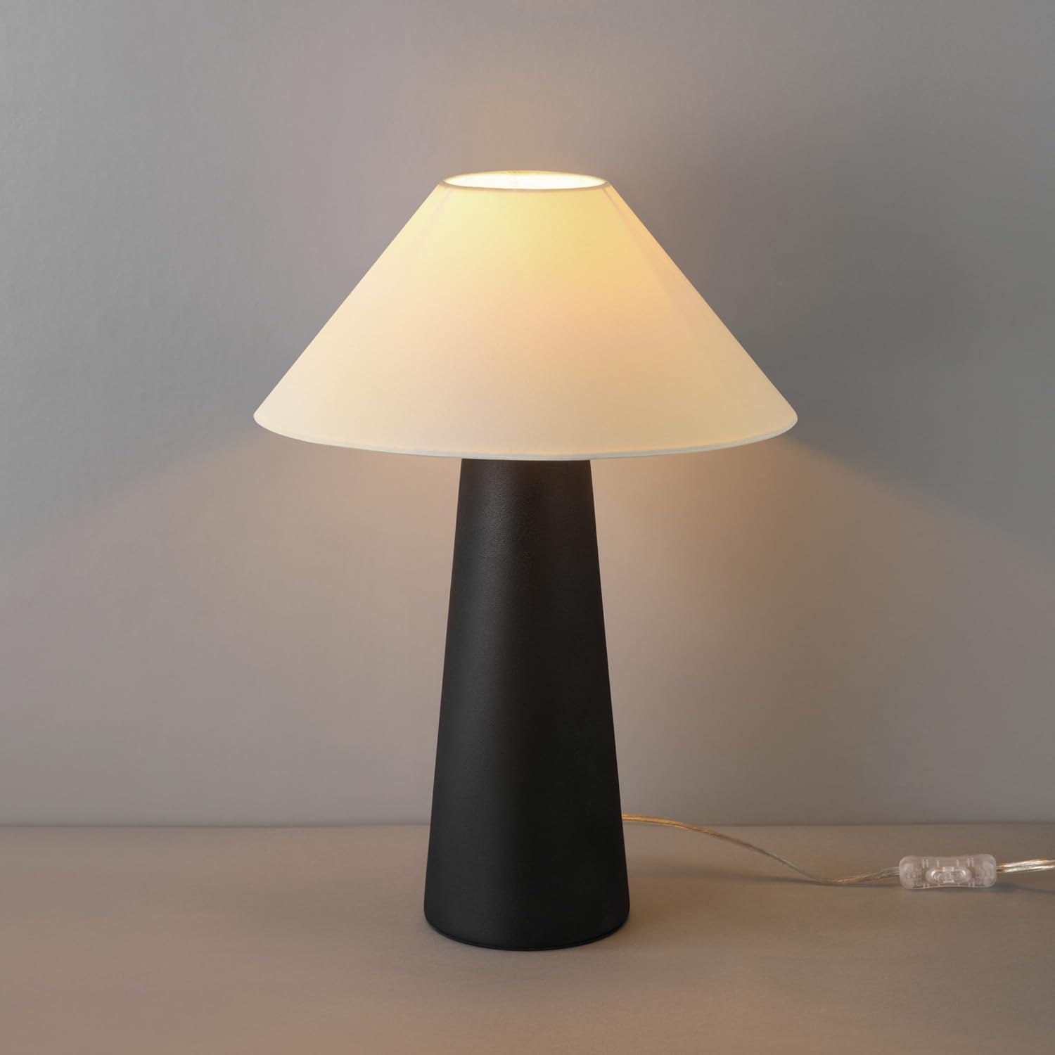 image:imageGlobe Electric Novogratz x 18 Ceramic Table Lamp Matte Black OffWhite Tapered Fabric Shade inLine Rocker Switch 5 Ft Clear Cord Home Office Desk Living RoomMatte Black
