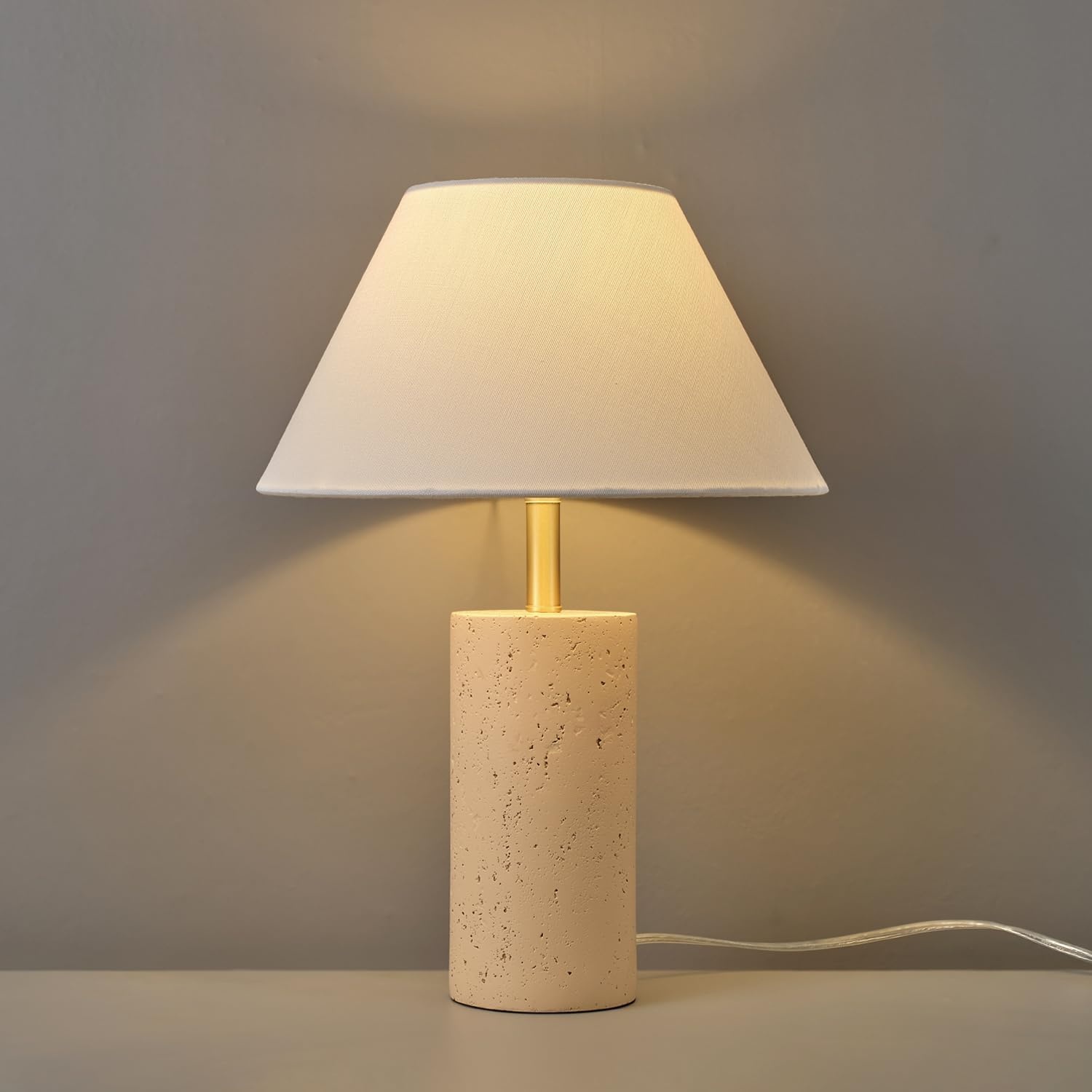 image:imageGlobe Electric Novogratz x 18 Ceramic Table Lamp Matte Black OffWhite Tapered Fabric Shade inLine Rocker Switch 5 Ft Clear Cord Home Office Desk Living RoomBrass Finish