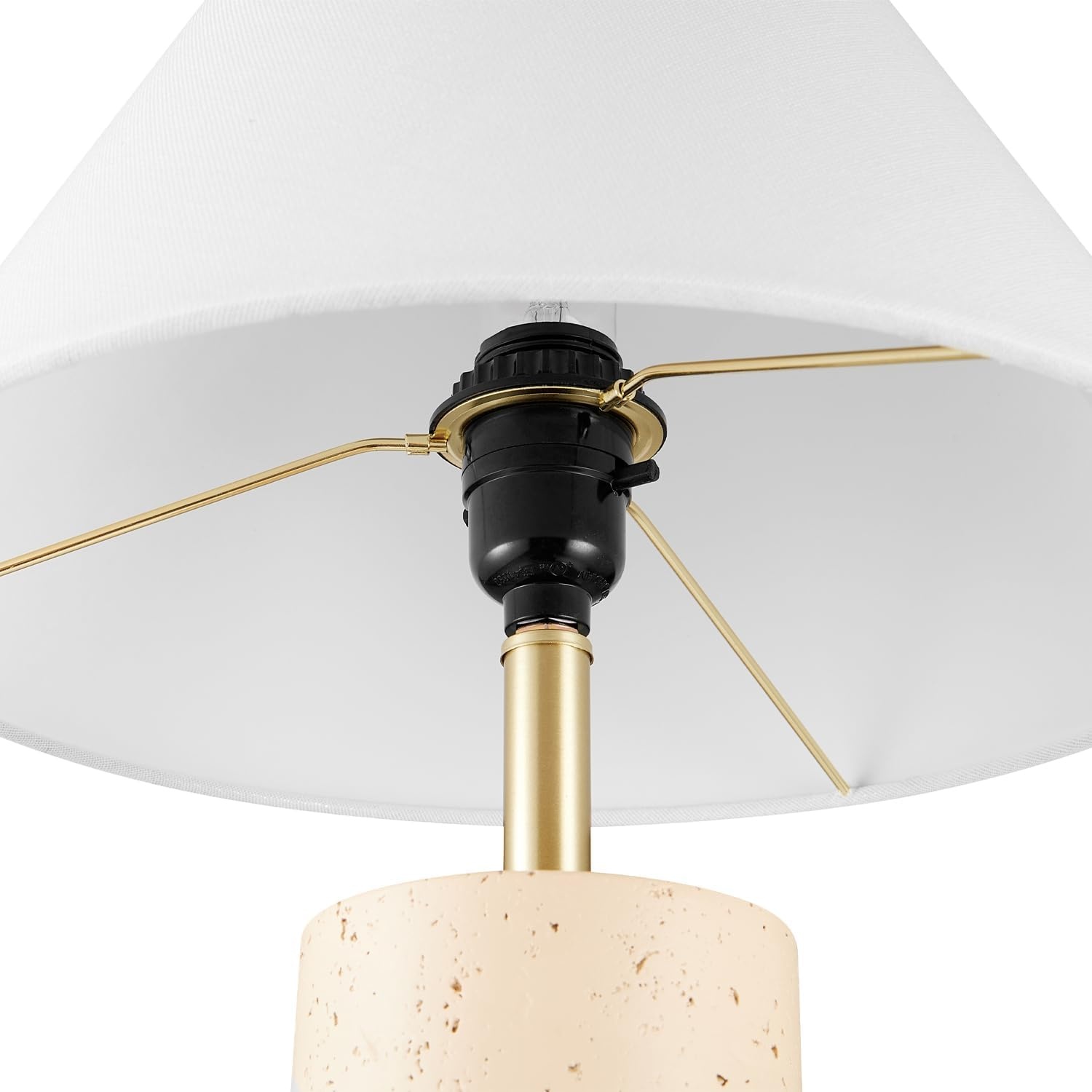 image:imageGlobe Electric Novogratz x 18 Ceramic Table Lamp Matte Black OffWhite Tapered Fabric Shade inLine Rocker Switch 5 Ft Clear Cord Home Office Desk Living RoomBrass Finish