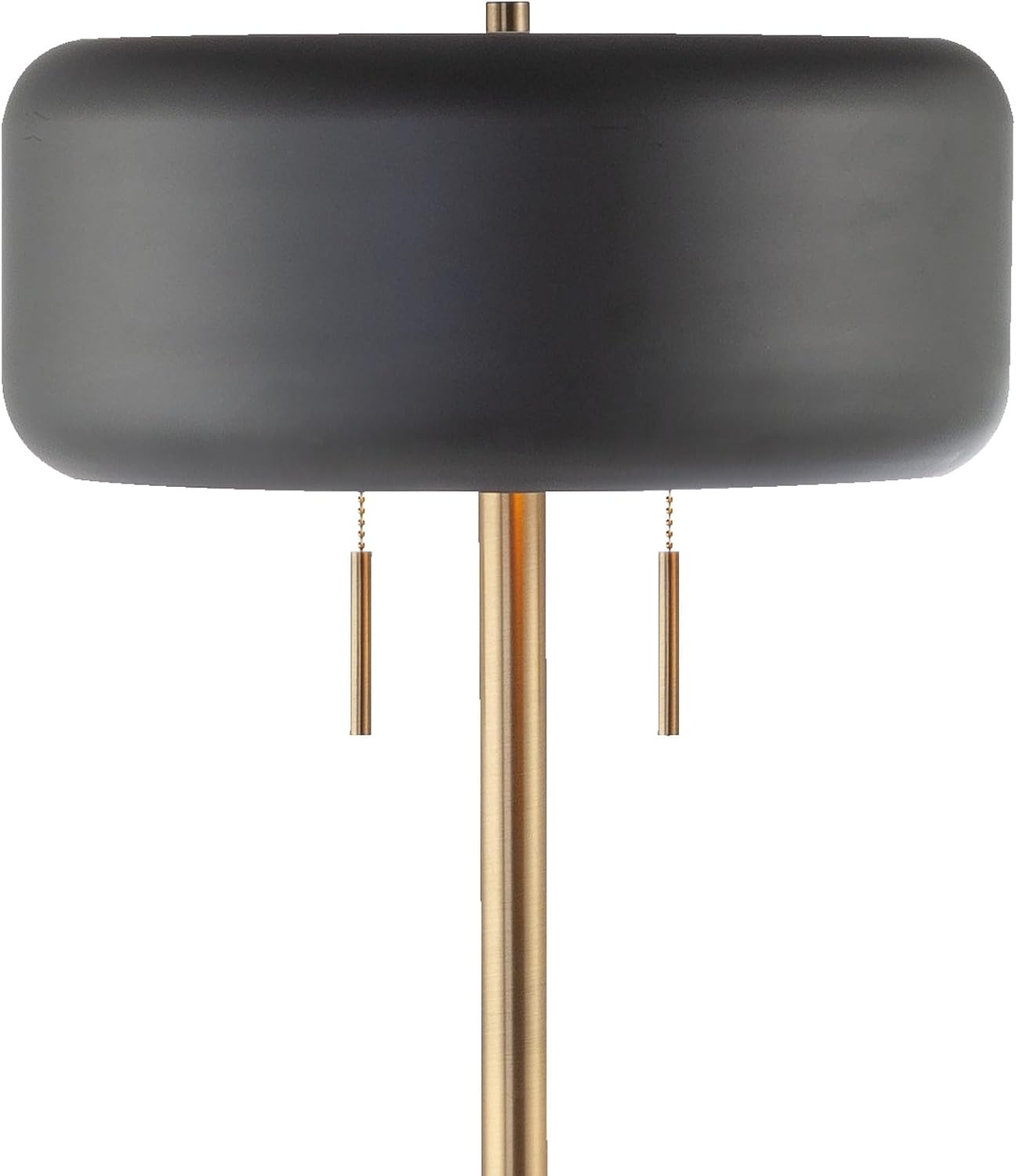 image:imageGlobe Electric Novogratz x Globe Harrington 65 Floor Lamp 2Tone Faux Wood Base White Fabric Shade Socket Rotary Switch 67225Dark Gray