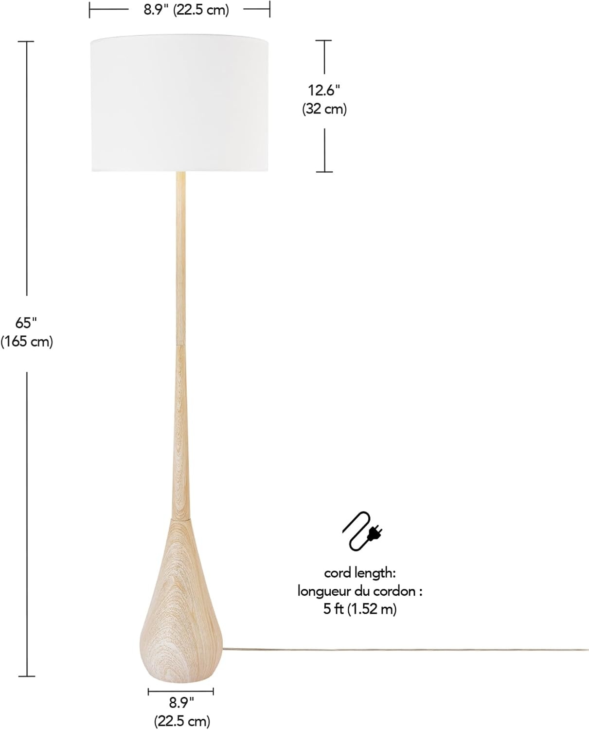 image:imageGlobe Electric Novogratz x Globe Harrington 65 Floor Lamp 2Tone Faux Wood Base White Fabric Shade Socket Rotary Switch 67225Faux Wood Katana