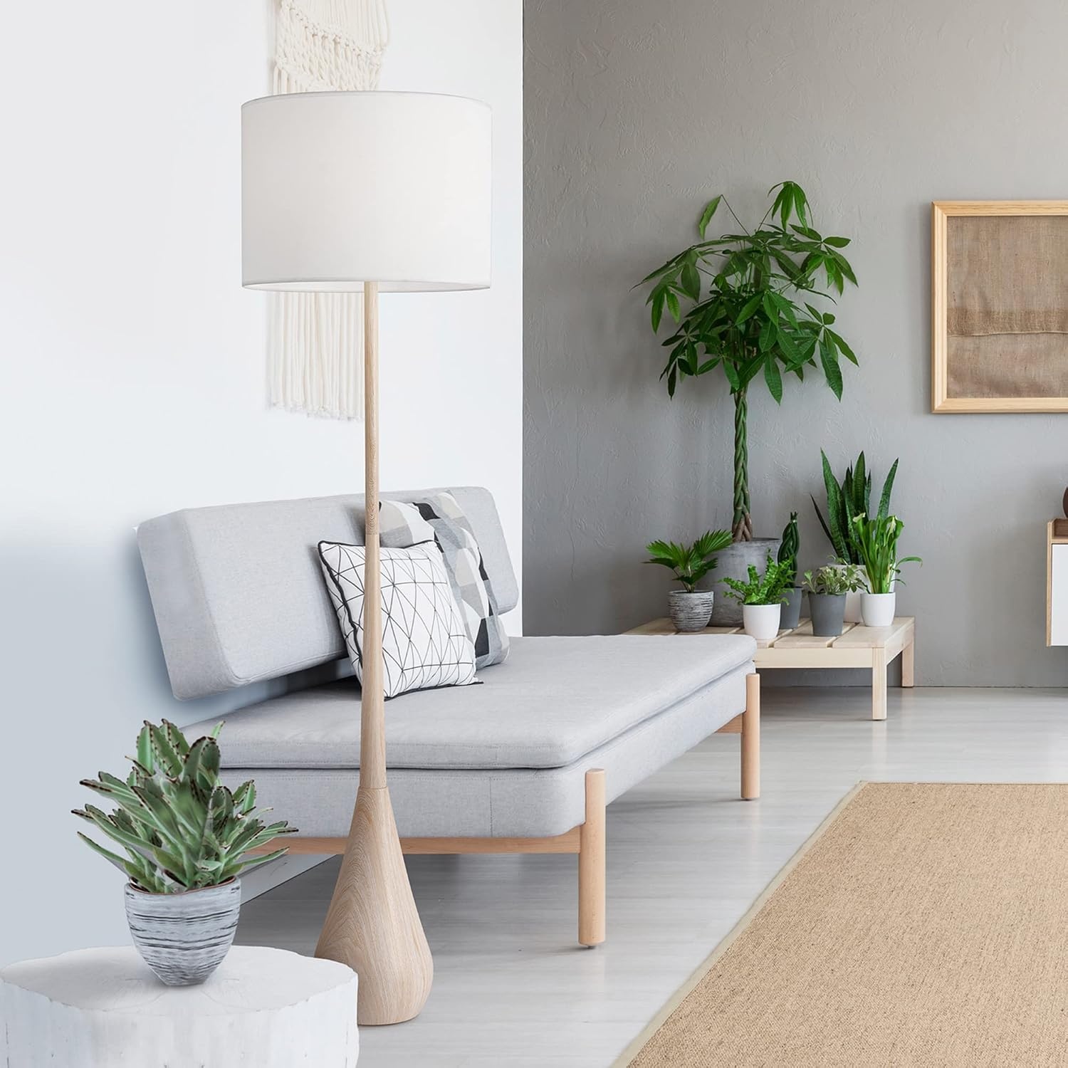 image:imageGlobe Electric Novogratz x Globe Harrington 65 Floor Lamp 2Tone Faux Wood Base White Fabric Shade Socket Rotary Switch 67225Faux Wood Katana