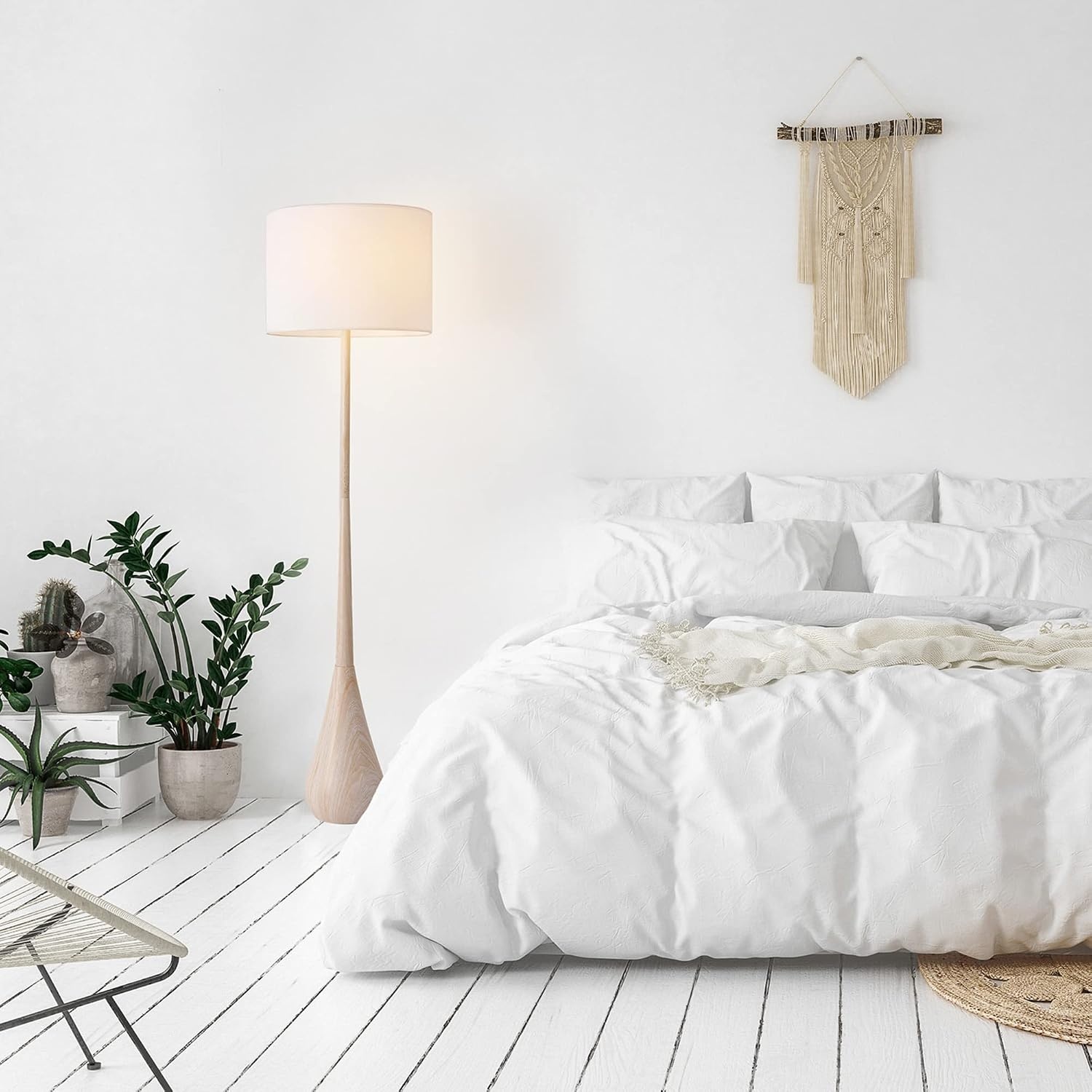 image:imageGlobe Electric Novogratz x Globe Harrington 65 Floor Lamp 2Tone Faux Wood Base White Fabric Shade Socket Rotary Switch 67225Faux Wood Katana